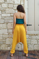 Odana's | Sustainable Gifts | TRIBAL Women's Organic Gauze Cotton Harem Pants (Light Indigo Blue,Mustard) | Harem Pants | Sustainable Fashion