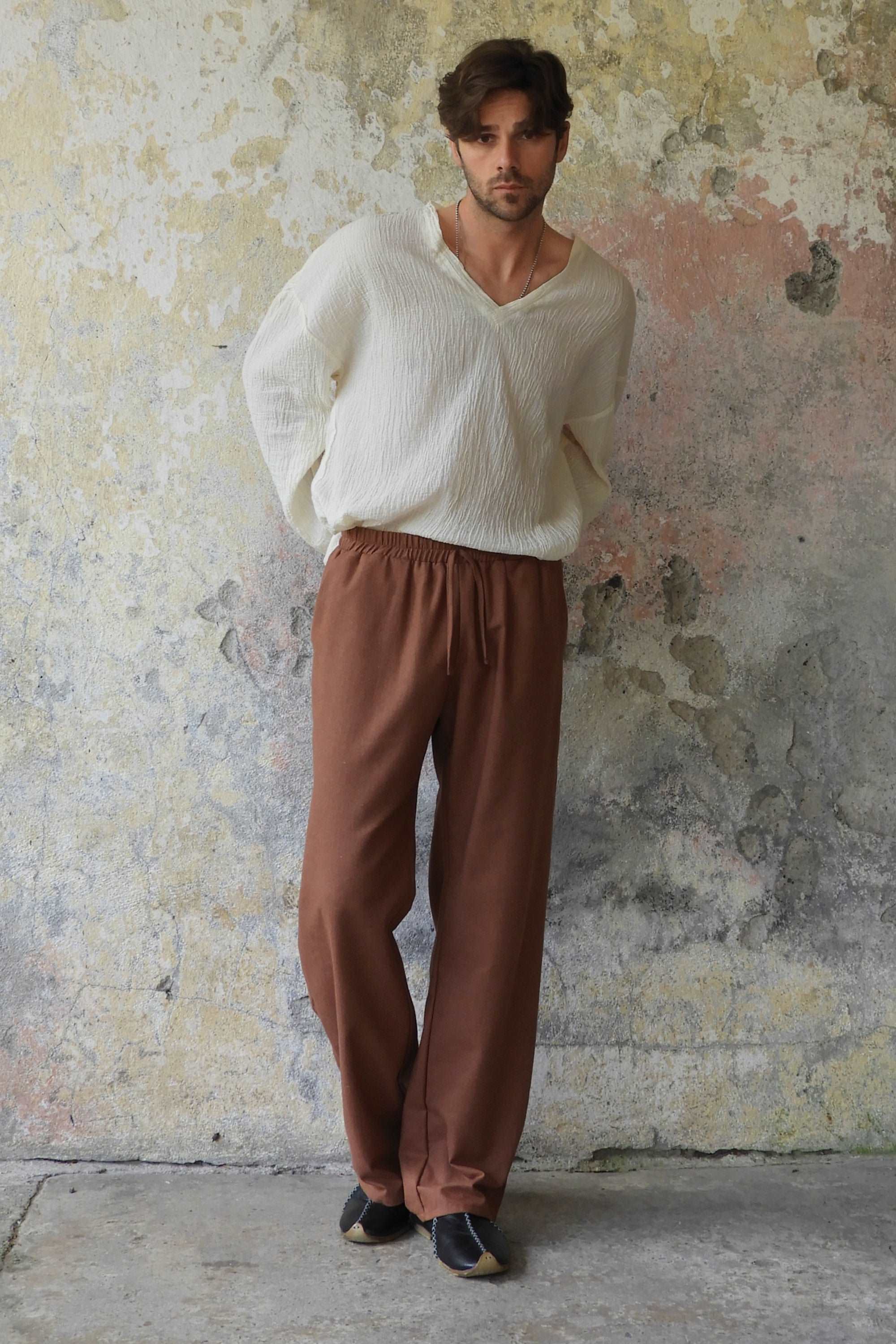 Odana's | Sustainable Gifts | BEACH Men's Linen Blend Pants (Tan, Brown) | Linen Pants | Sustainable Fashion