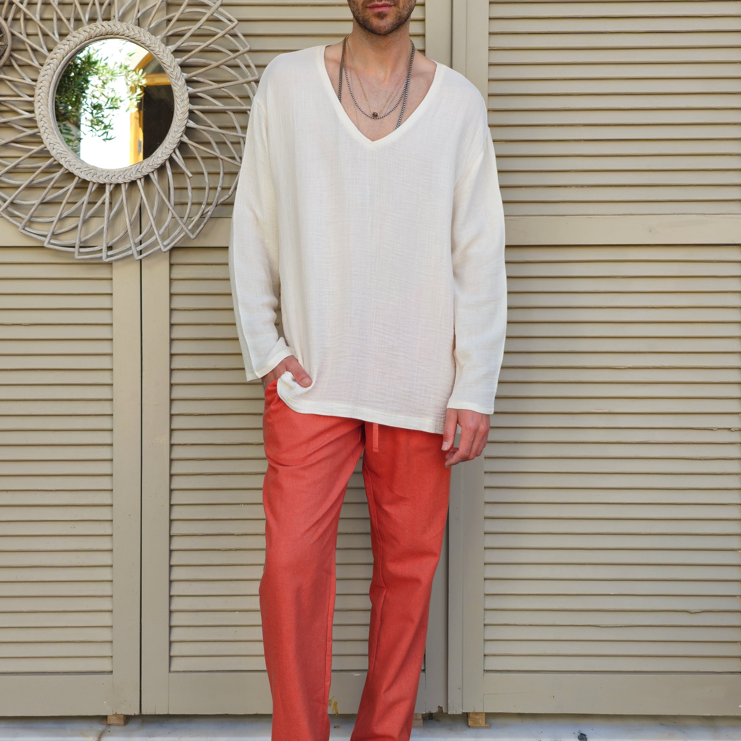 Odana's | Sustainable Gifts | ACHILLES Bamboo & Organic Cotton Shirt (Light Cream) Light Cream | Shirts | Sustainable Fashion