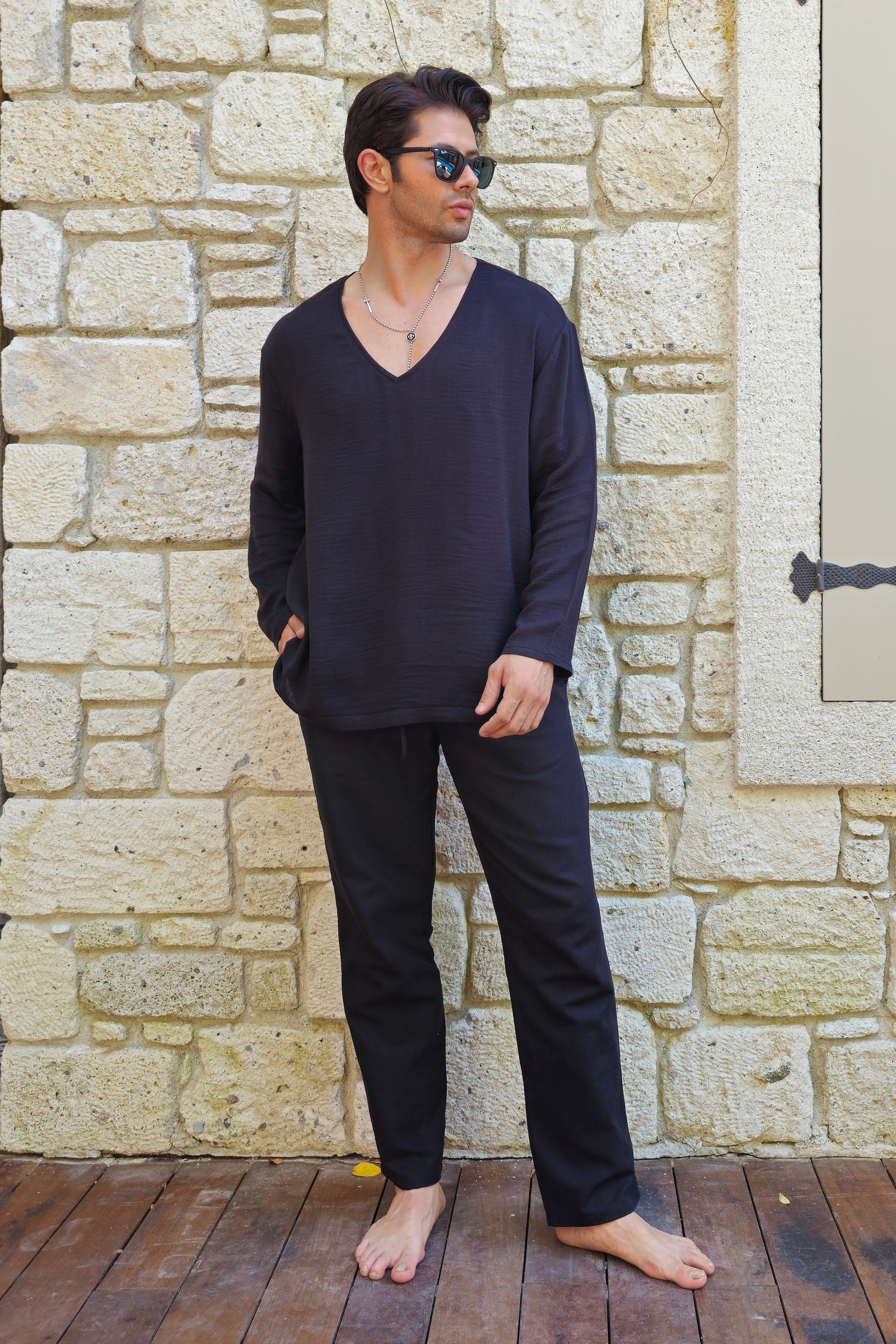 Odana's | Sustainable Gifts | ACHILLES Bamboo & Organic Cotton Shirt (Light Brown, Black) | Shirts | Sustainable Fashion