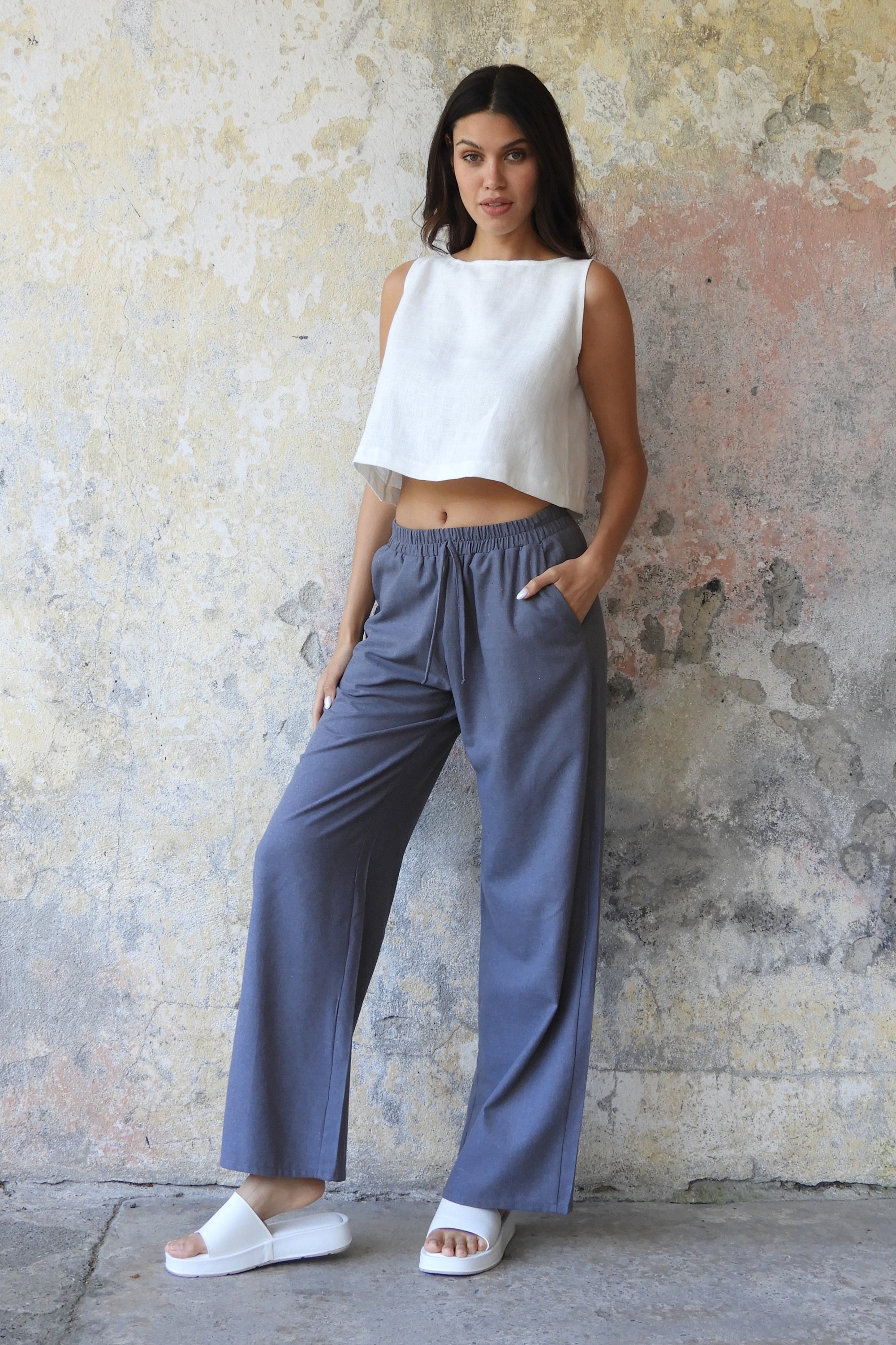 Odana's | Sustainable Gifts | TRINITY Linen Blend Women's Pants (Almond Green, Dark Gray, Windsor Tan) | Linen Pants | Sustainable Fashion