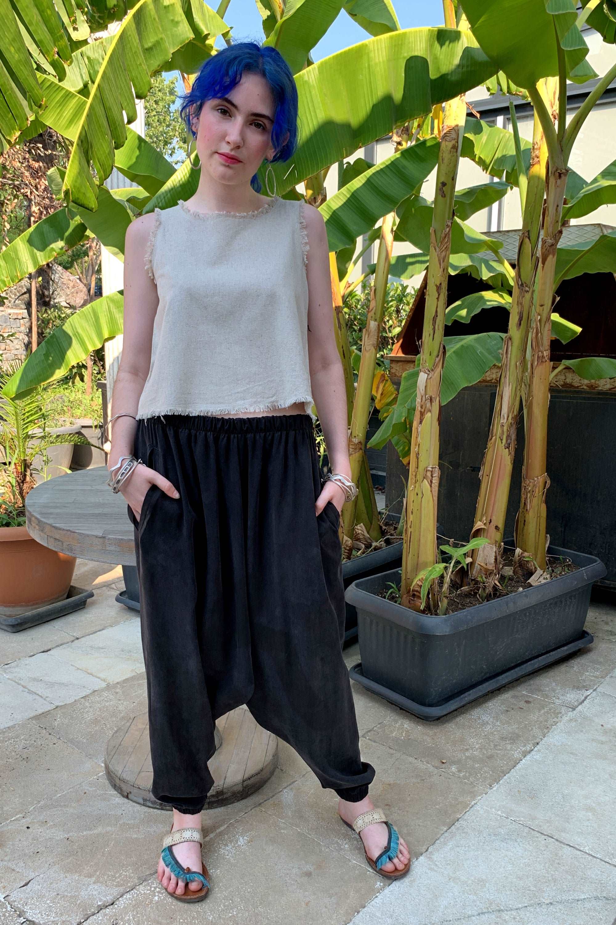 Odana's | Sustainable Gifts | BREATH Women's Organic Cotton Harem Pants (Black, Blue) | Harem Pants | Sustainable Fashion