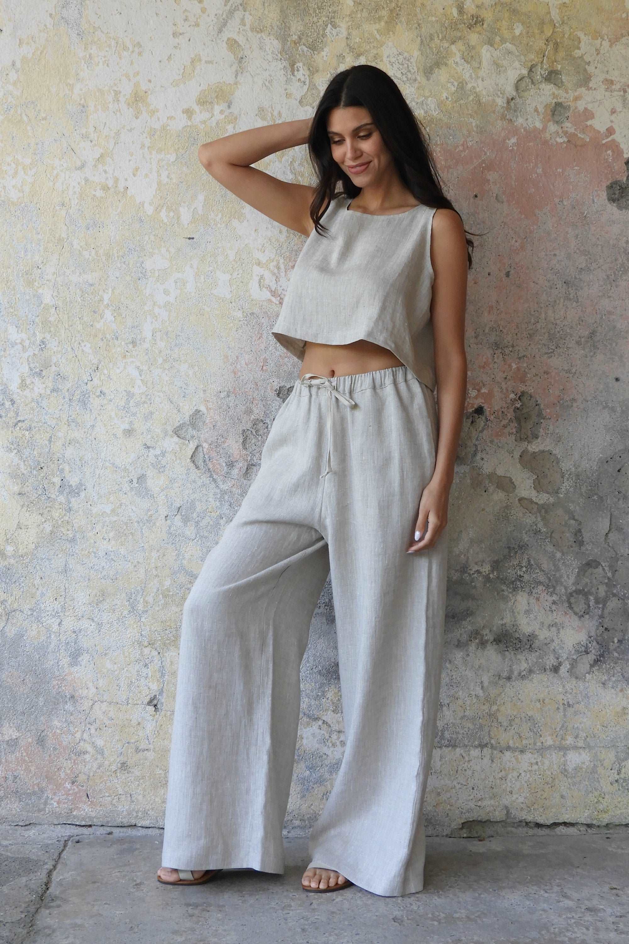 Odana's | Sustainable Gifts | CHAKRA+PURE Beige Set | Linen Pants | Sustainable Fashion