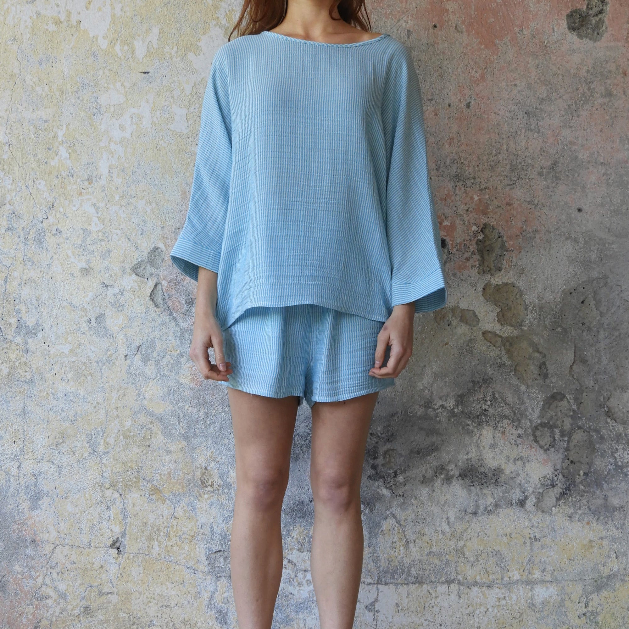 Odana's | Sustainable Gifts | BREEZE Organic Gauze Cotton Top Light Blue | Cotton Top | Sustainable Fashion
