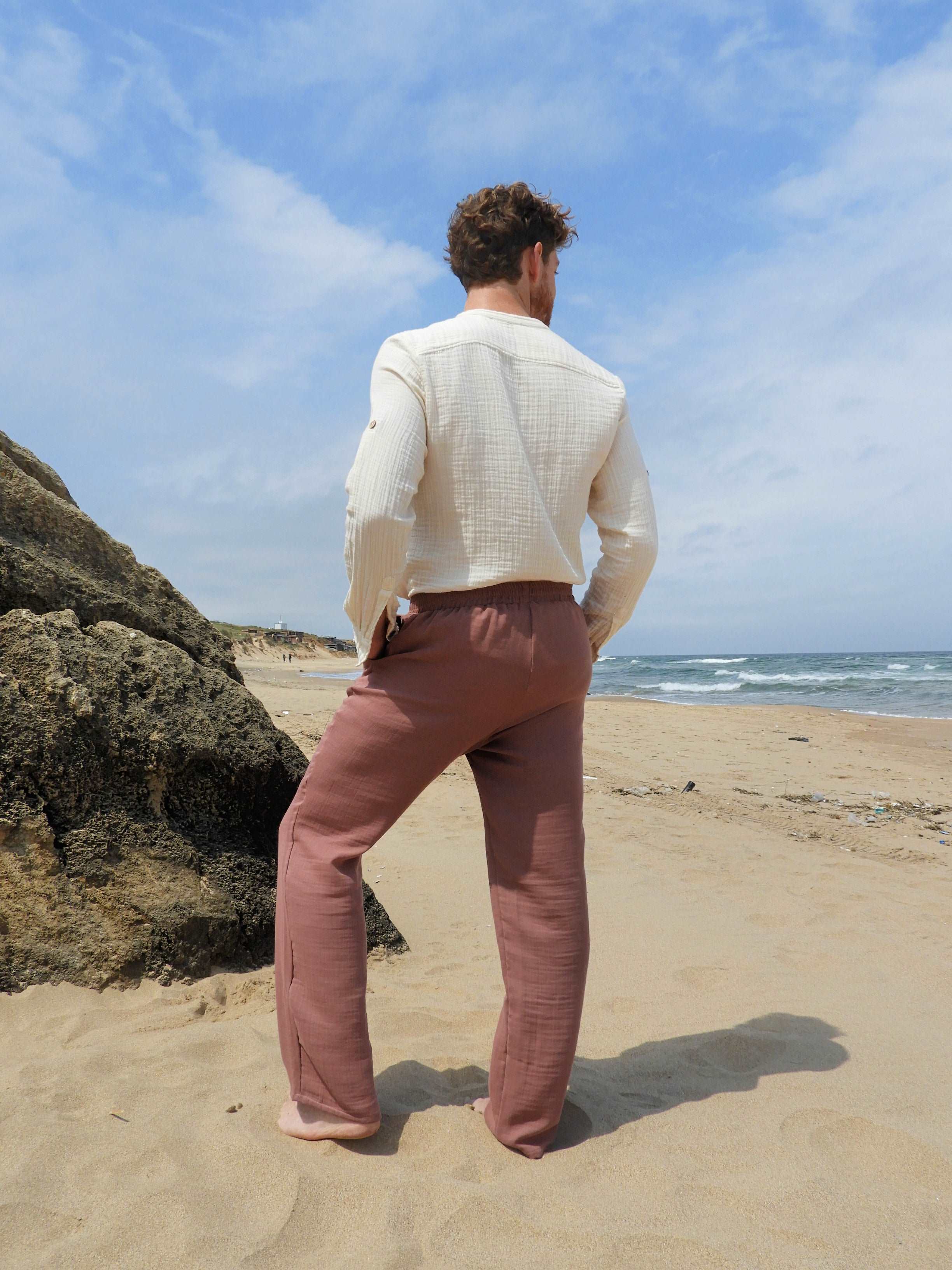 Odana's | Sustainable Gifts | DUNE Organic Gauze Cotton Pants (Dark Blue, Dusty Pink) | Harem Pants | Sustainable Fashion