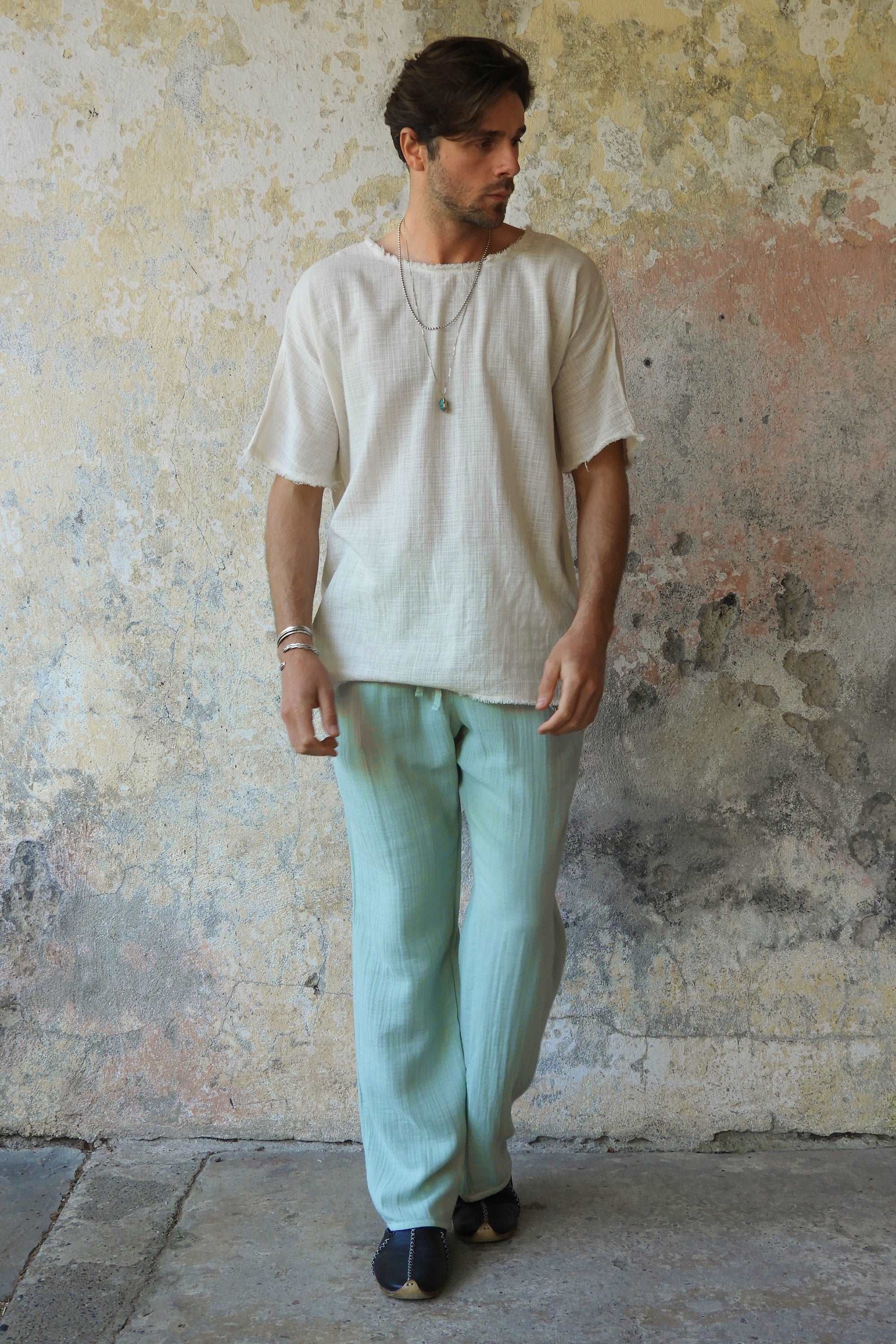 Odana's | Sustainable Gifts | DUNE Organic Gauze Cotton Pants (Army Green, Dusty Mint) | Harem Pants | Sustainable Fashion