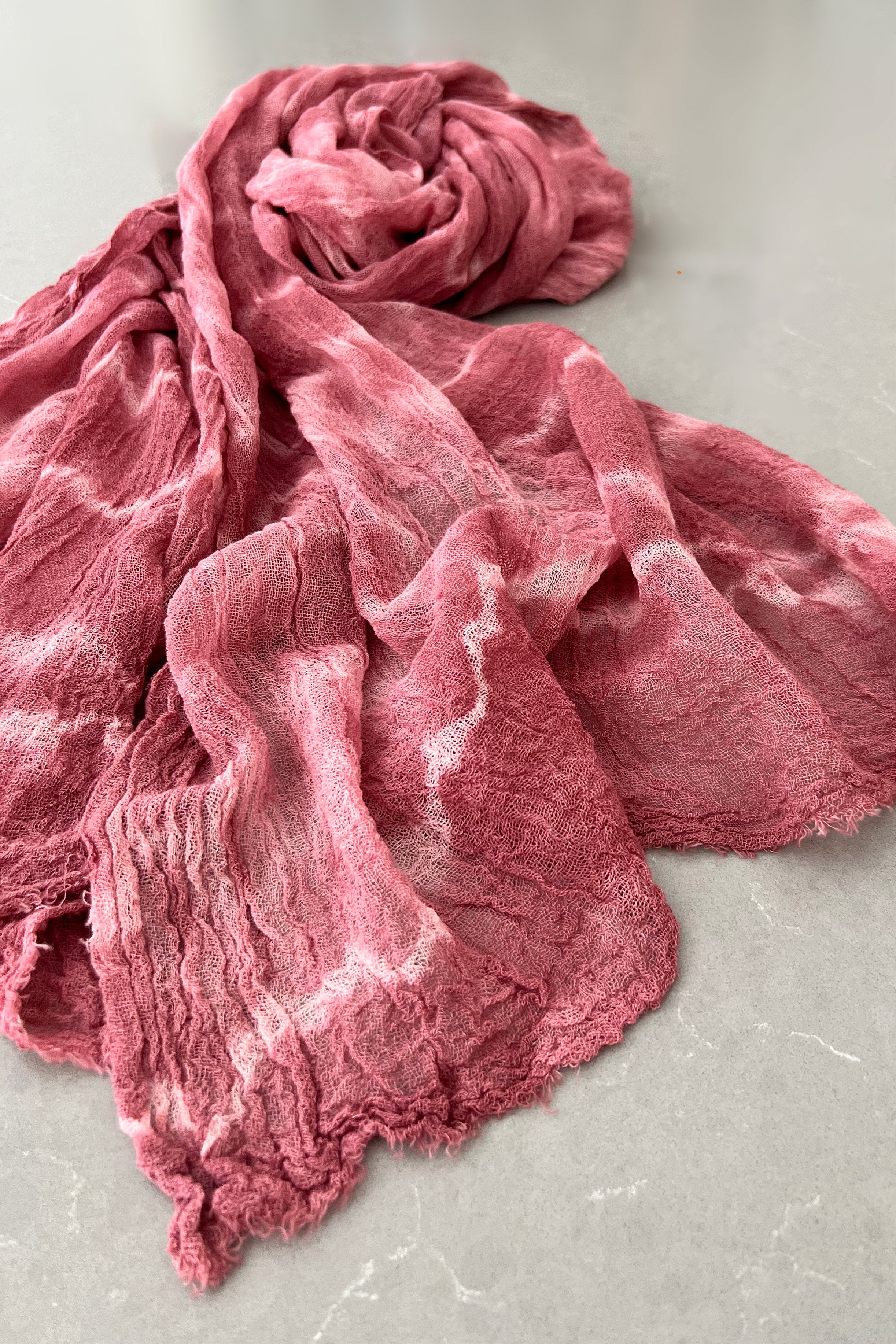 Odana's | PHOENIX Gauze Cotton Tie-Dye Wrap 30" x 80" (75cm x 203cm) Dusty Pink | Tie-Dye Wrap | Sustainable Fashion