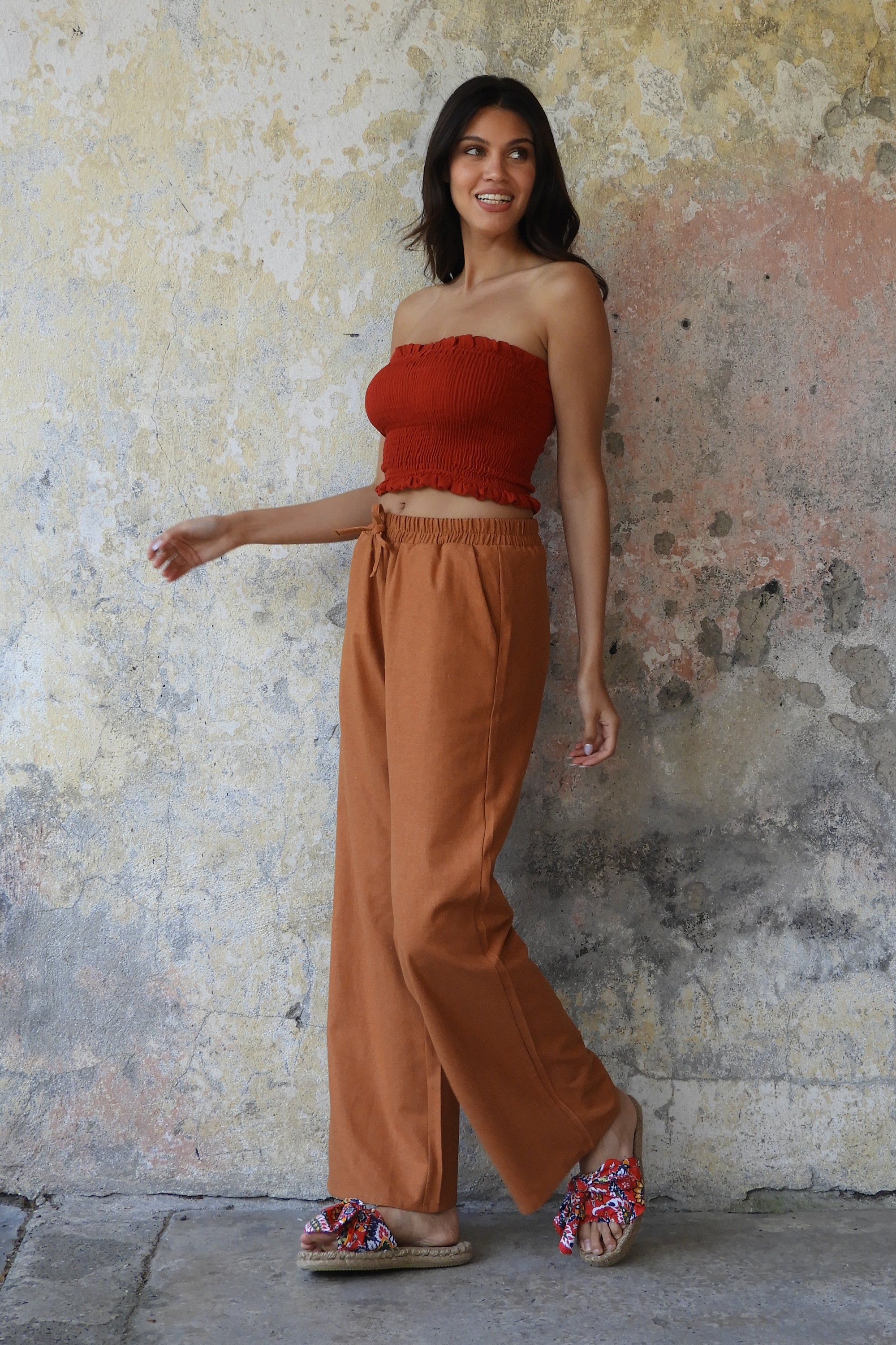 Sustainable  | TRINITY Linen Blend Women's Pants (Almond Green, Dark Gray, Windsor Tan) by Odana's
