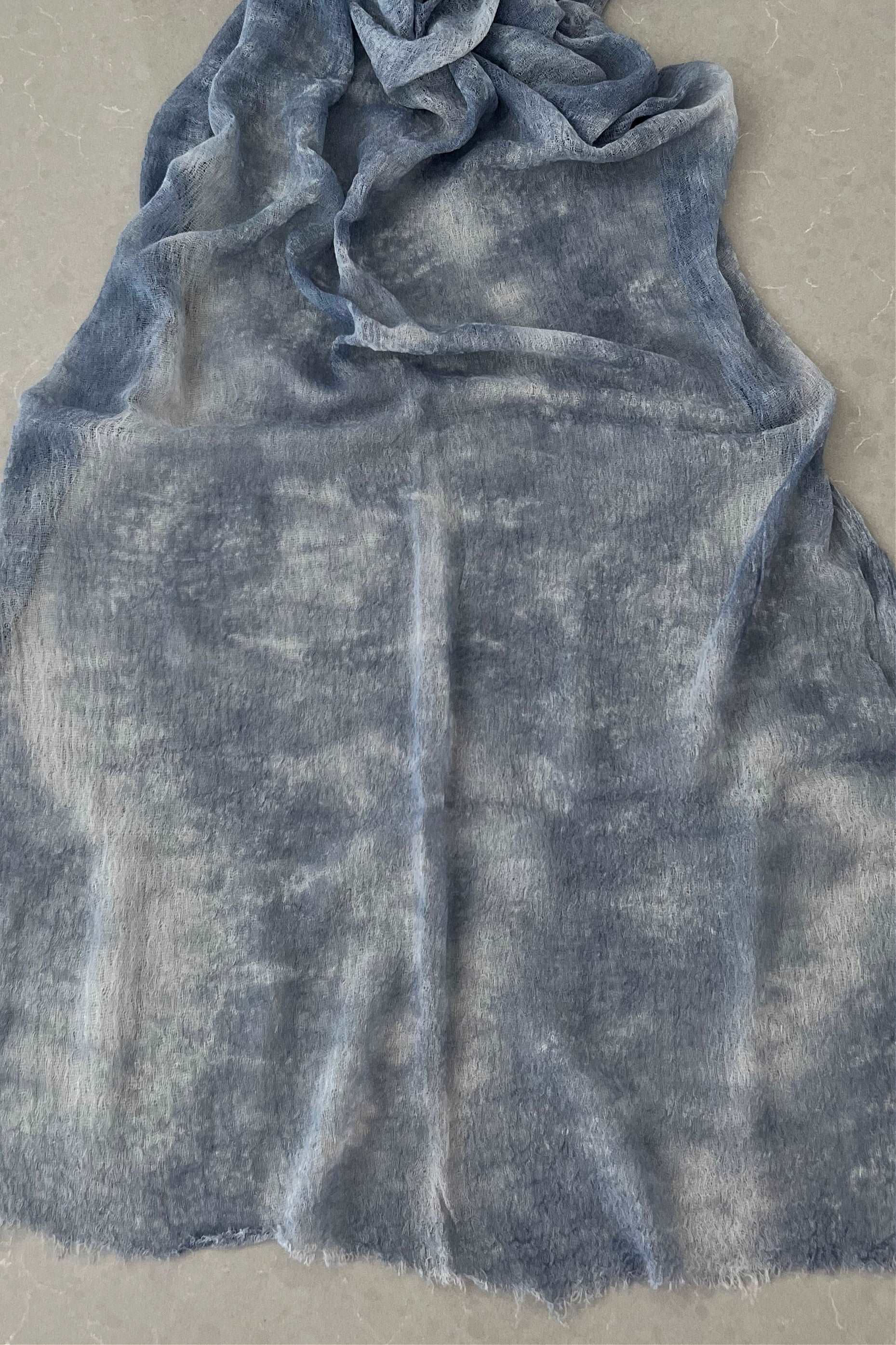 Odana's | ANDROMEDA Gauze Cotton Tie-Dye Wrap 30" x 80" (75cm x 203cm) Indigo Blue | Tie-Dye Wrap | Sustainable Fashion