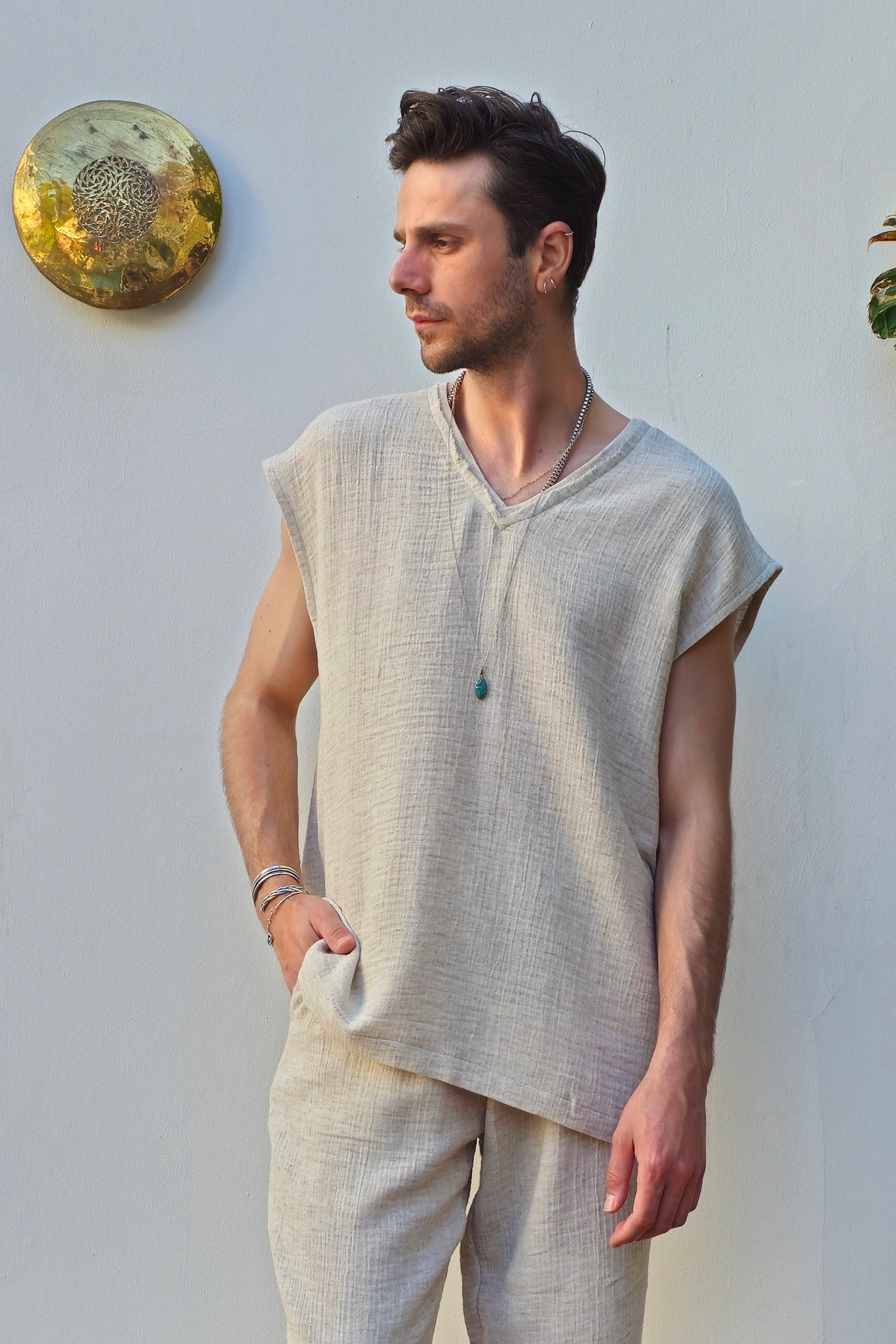 Odana's | Sustainable Gifts | AEOLUS V-Neck Hemp Shirt, Sleeveless | Shirts | Sustainable Fashion