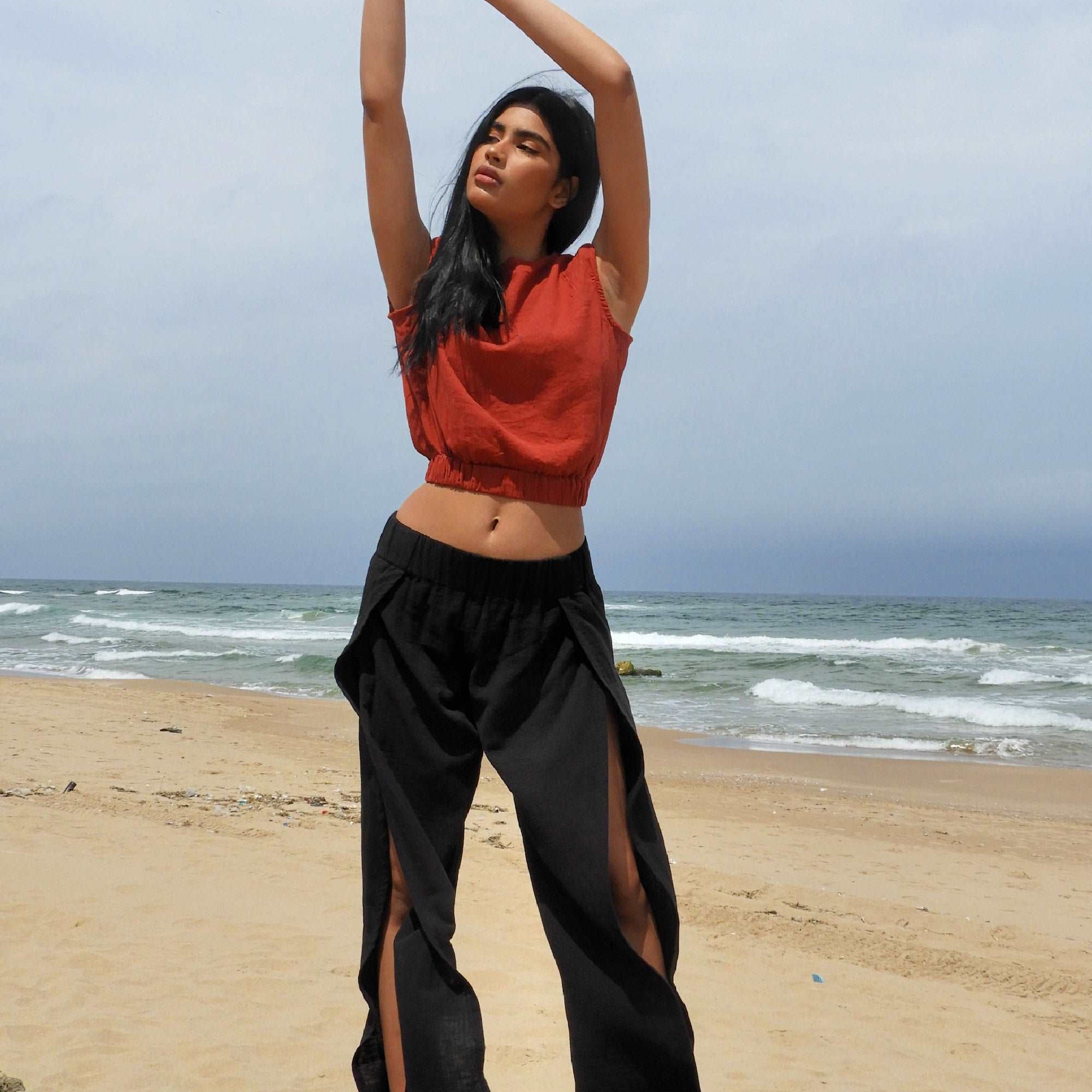 Odana's | Sustainable Gifts | FUSION Slit Pants Black | Slit Pants | Sustainable Fashion