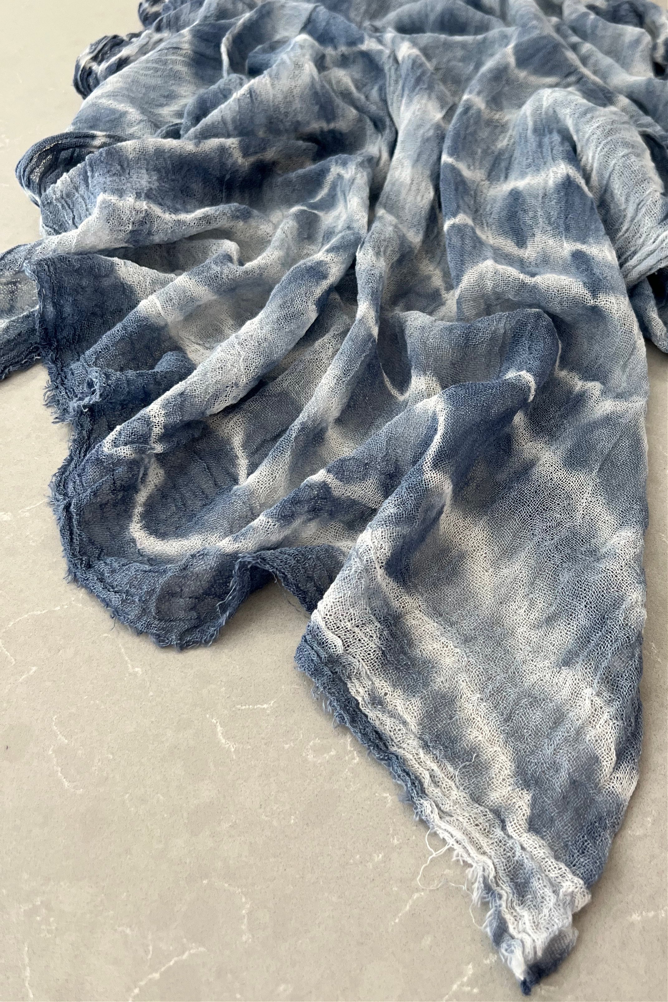 Odana's | PHOENIX Gauze Cotton Tie-Dye Wrap 30" x 80" (75cm x 203cm) Indigo Blue | Tie-Dye Wrap | Sustainable Fashion