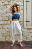 Odana's | Sustainable Gifts | TRIBAL Women's Organic Gauze Cotton Harem Pants (White) | Harem Pants | Sustainable Fashion