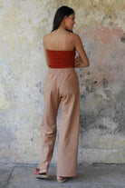 Odana's | Sustainable Gifts | TRINITY Linen Blend Women's Pants (Tan, Indigo Blue) | Linen Pants | Sustainable Fashion