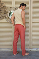 Odana's | Sustainable Gifts | POSEIDON Eco-Friendly Linen & Cotton Blend Drawstring Pants (Burnt Orange, Terra Cotta) | POSEIDON Eco-Friendly Linen & Cotton Blend Drawstring Pants | Sustainable Fashion