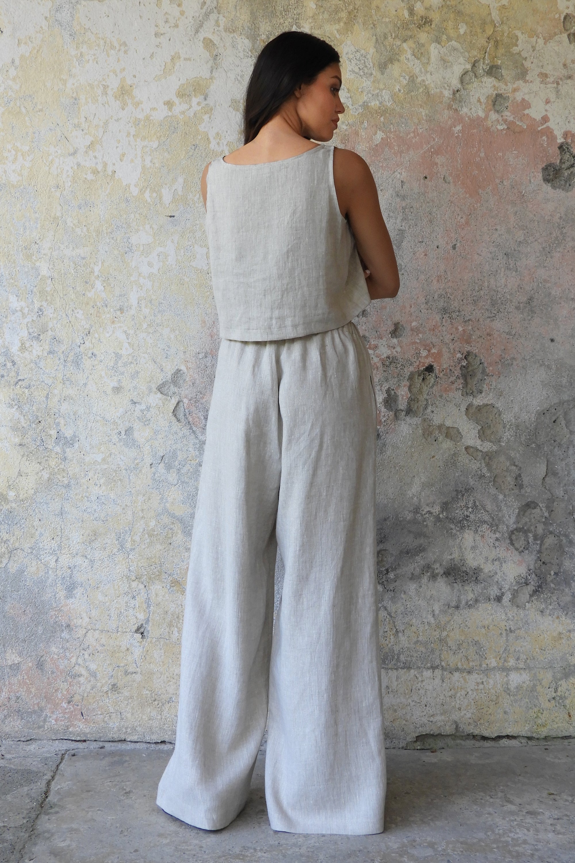 Odana's | Sustainable Gifts | CHAKRA+PURE Beige Set (Plus Size) | Linen Pants | Sustainable Fashion