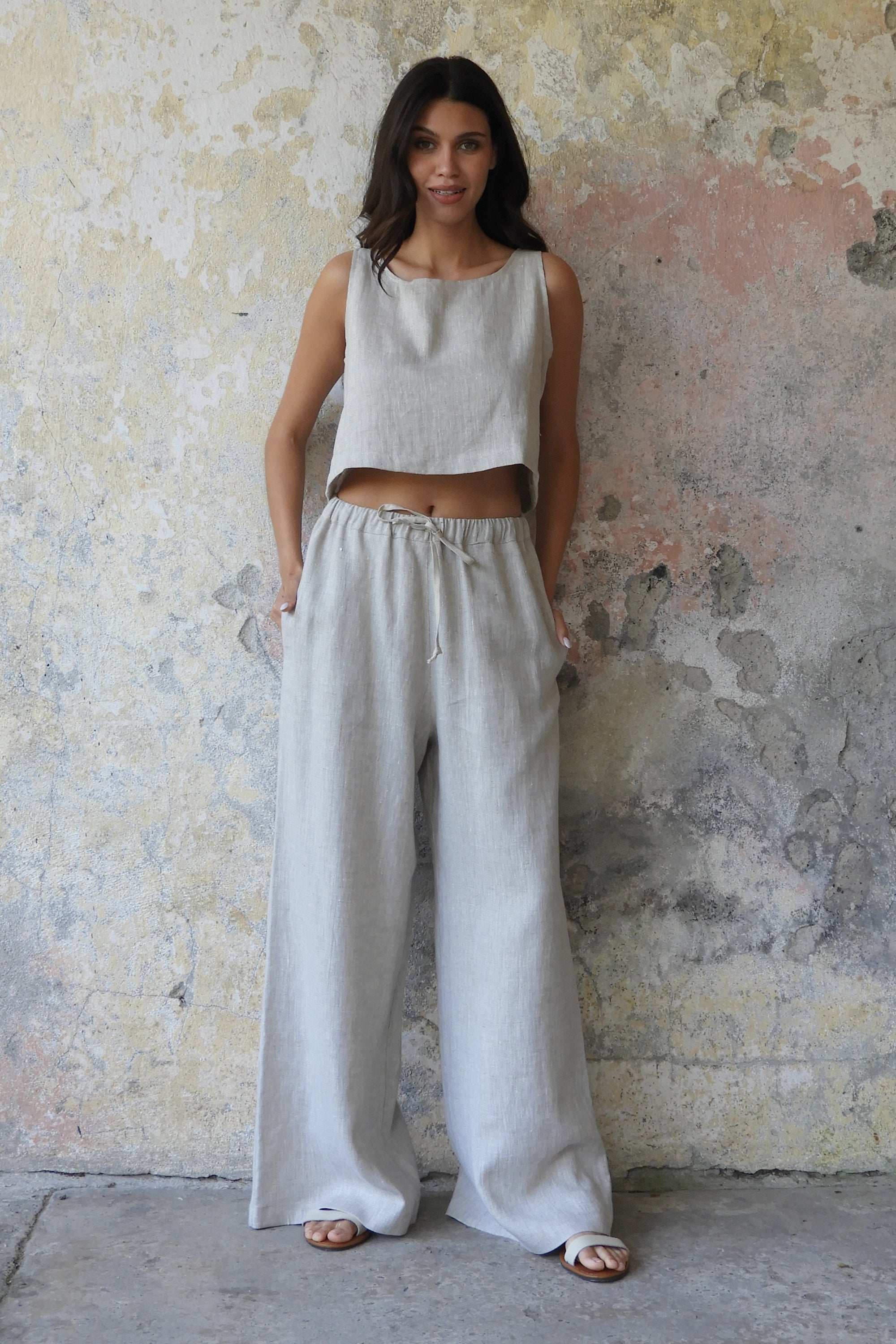 Odana's | CHAKRA+PURE Beige Set (Plus Size) | Linen Pants | Sustainable Fashion