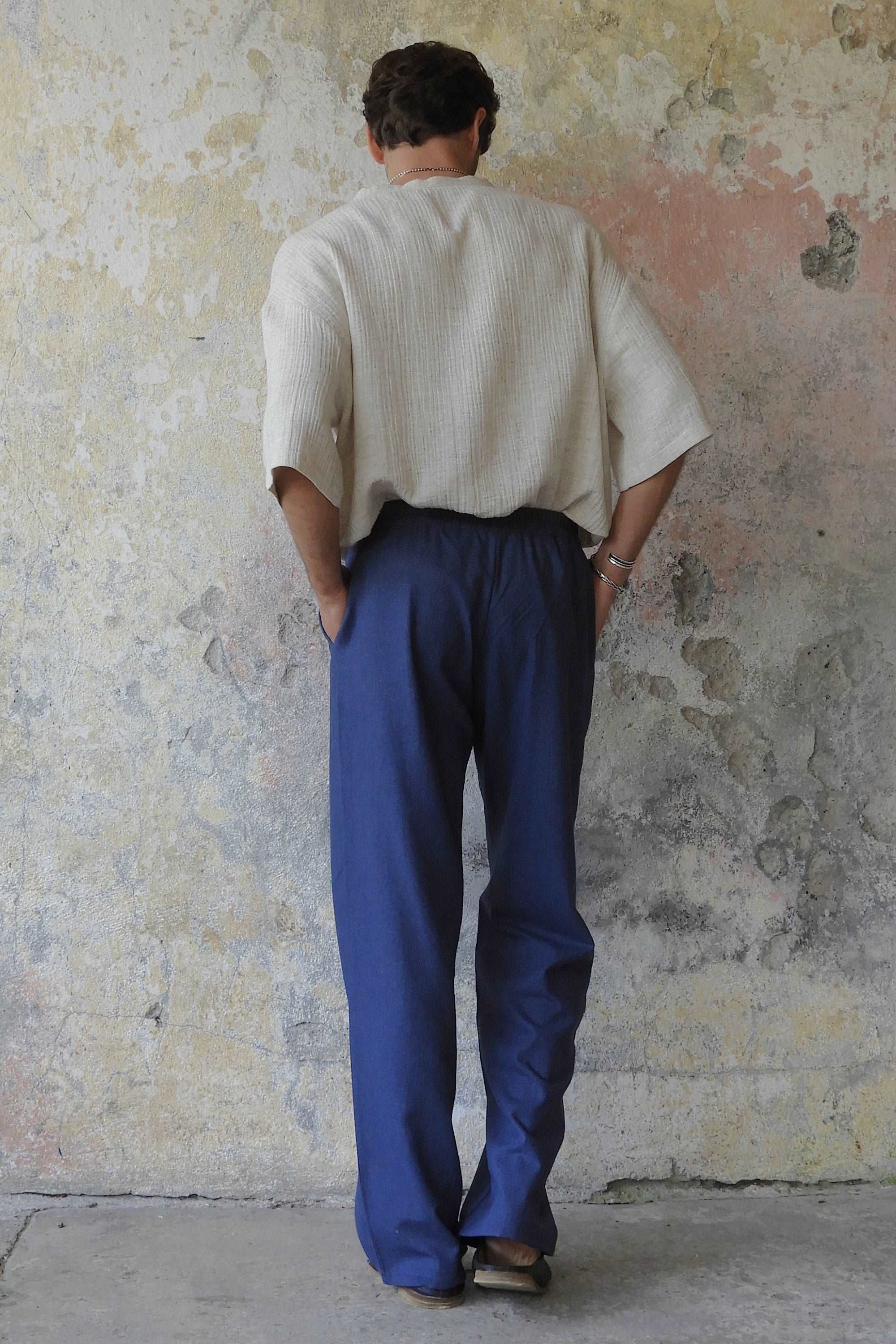 Odana's | Sustainable Gifts | BEACH Men's Linen Blend Pants (Dark Gray, Indigo Blue) | Linen Pants | Sustainable Fashion