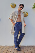 Odana's | Sustainable Gifts | POSEIDON Eco-Friendly Linen & Cotton Blend Drawstring Pants (Indigo Blue) | POSEIDON Eco-Friendly Linen & Cotton Blend Drawstring Pants | Sustainable Fashion