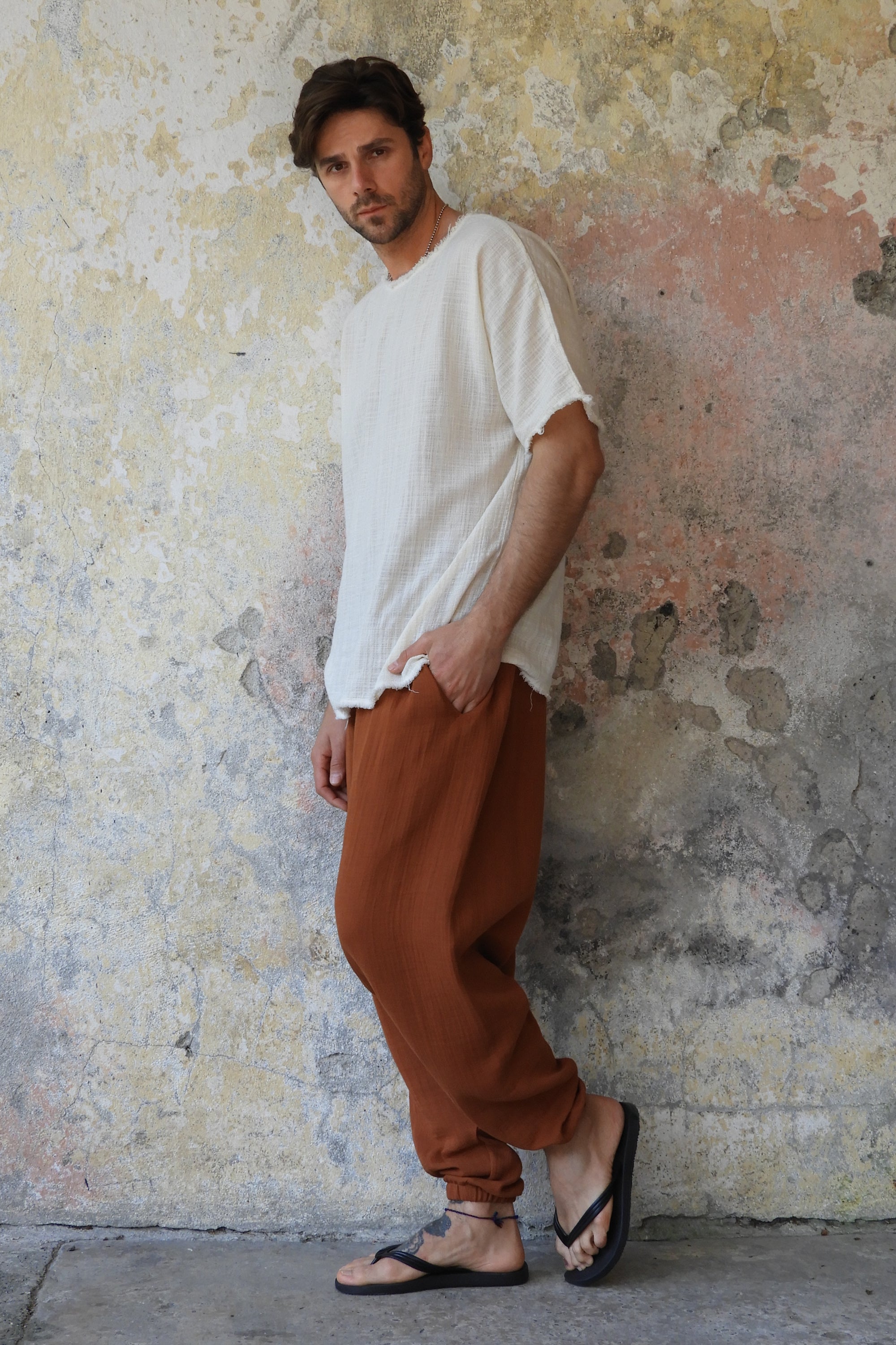 Odana's | TRIBAL Men's Gauze Cotton Harem Pants (Brown, Gray) | Harem Pants | Sustainable Fashion