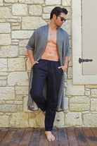 Odana's | Sustainable Gifts | POSEIDON Eco-Friendly Linen & Cotton Blend Drawstring Pants (Black, Dark Brown) Black | POSEIDON Eco-Friendly Linen & Cotton Blend Drawstring Pants | Sustainable Fashion