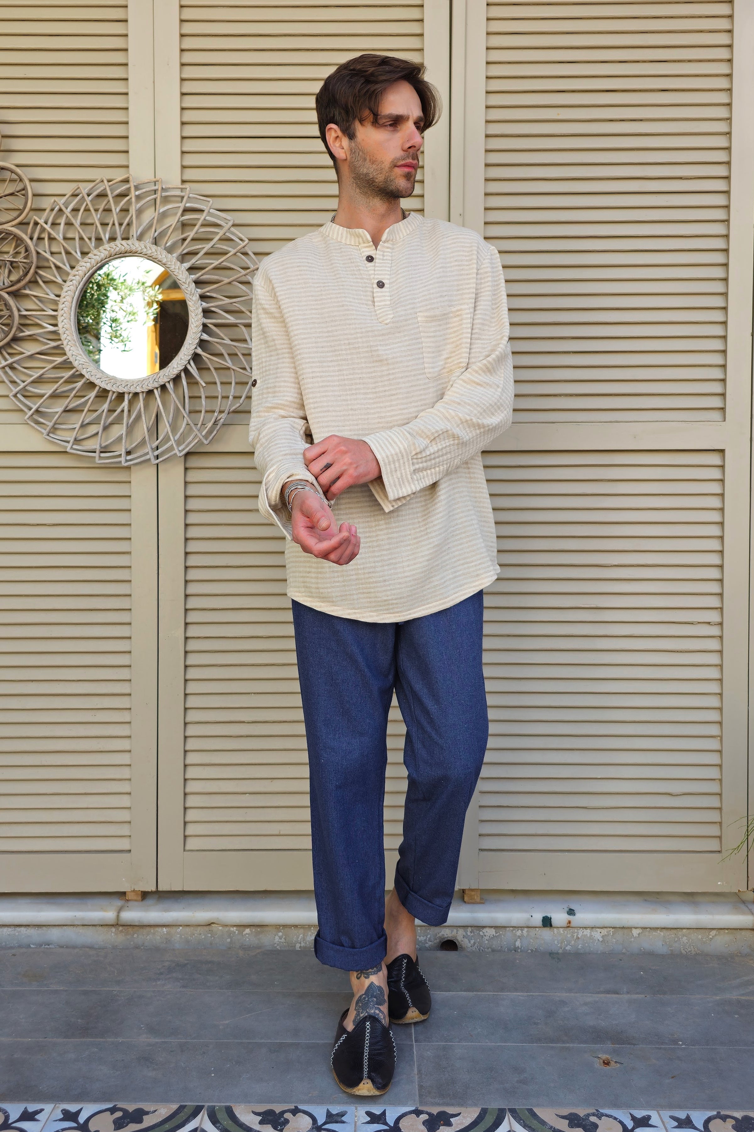 Odana's | Sustainable Gifts | ZEUS STRIPES Linen Blend Shirt | Shirts | Sustainable Fashion