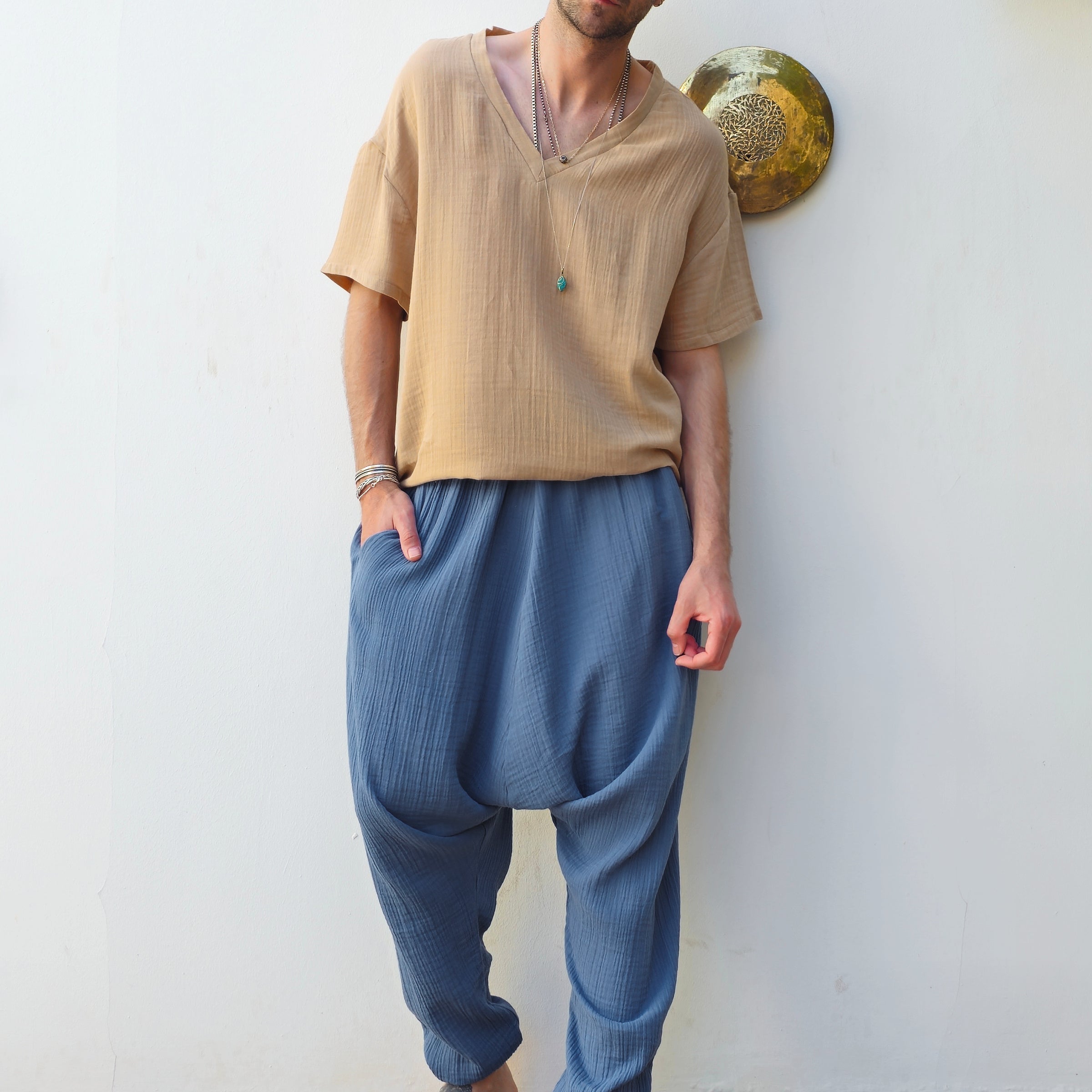 TRIBAL Harem Pants Men (Blue, Caramel)