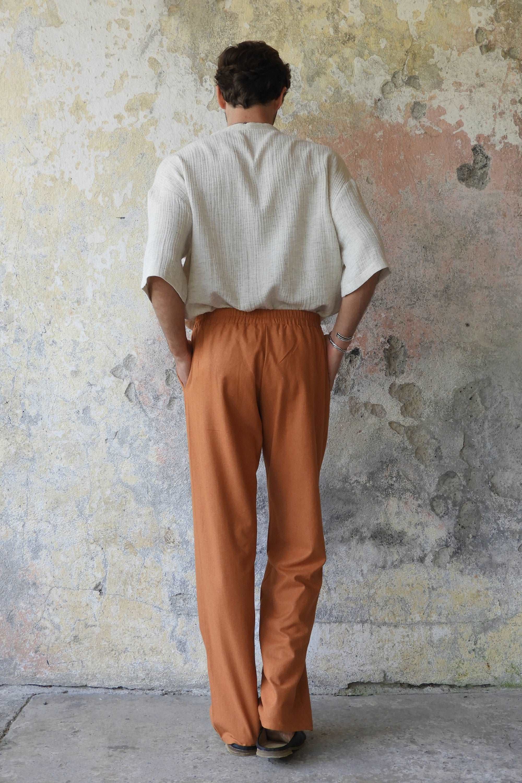 Odana's | Sustainable Gifts | BEACH Men's Linen Blend Pants (Windsor Tan, Terra Cotta) | Linen Pants | Sustainable Fashion