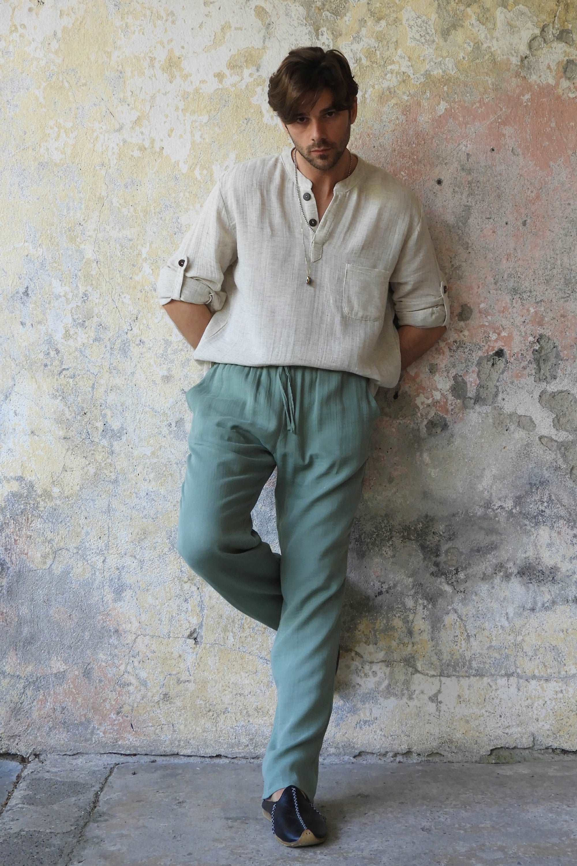 Odana's | Sustainable Gifts | DUNE Organic Gauze Cotton Pants (Black, Sage Green) | Harem Pants | Sustainable Fashion