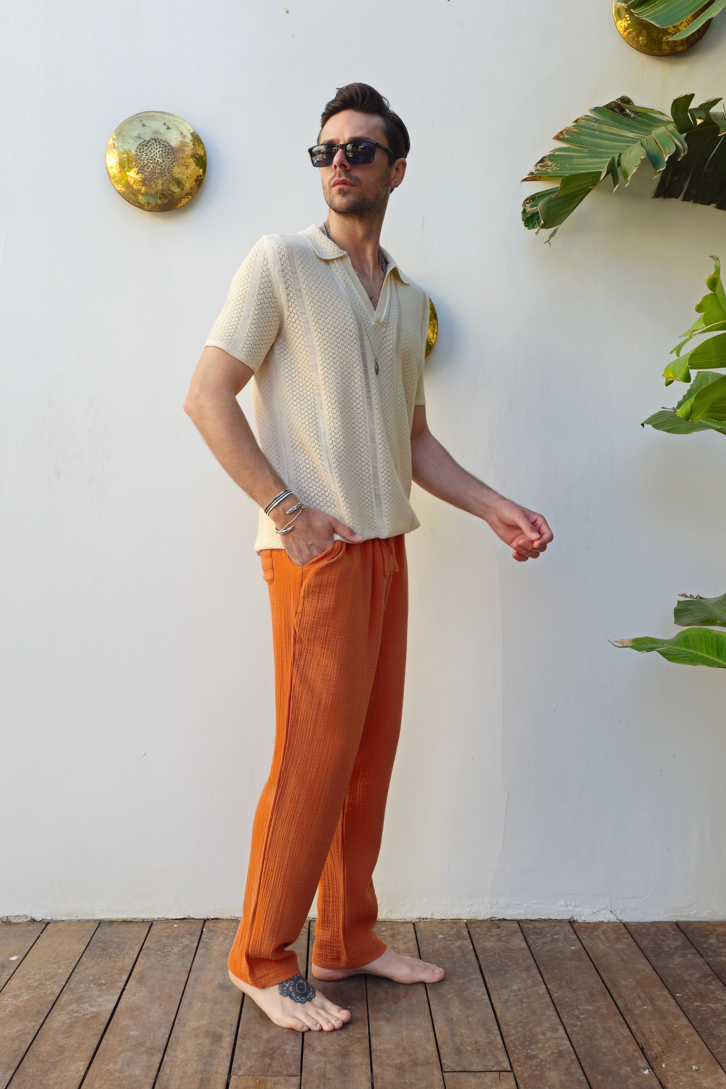 Odana's | Sustainable Gifts | AEGEUS Open Knit Johnny Collar Shirt | Shirts | Sustainable Fashion