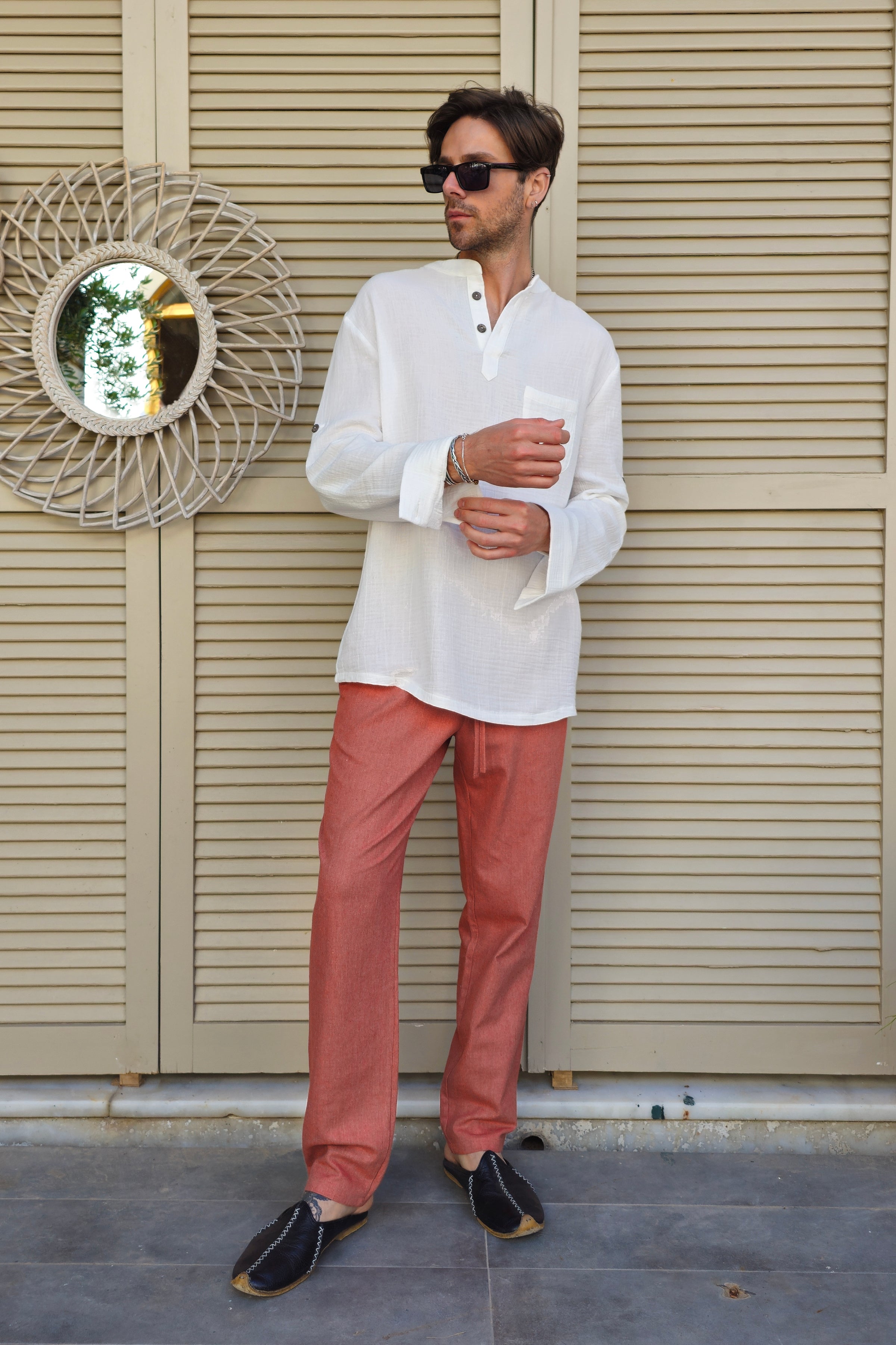 Odana's | Sustainable Gifts | ZEUS Men's Double Gauze Shirt (White) | Shirts | Sustainable Fashion