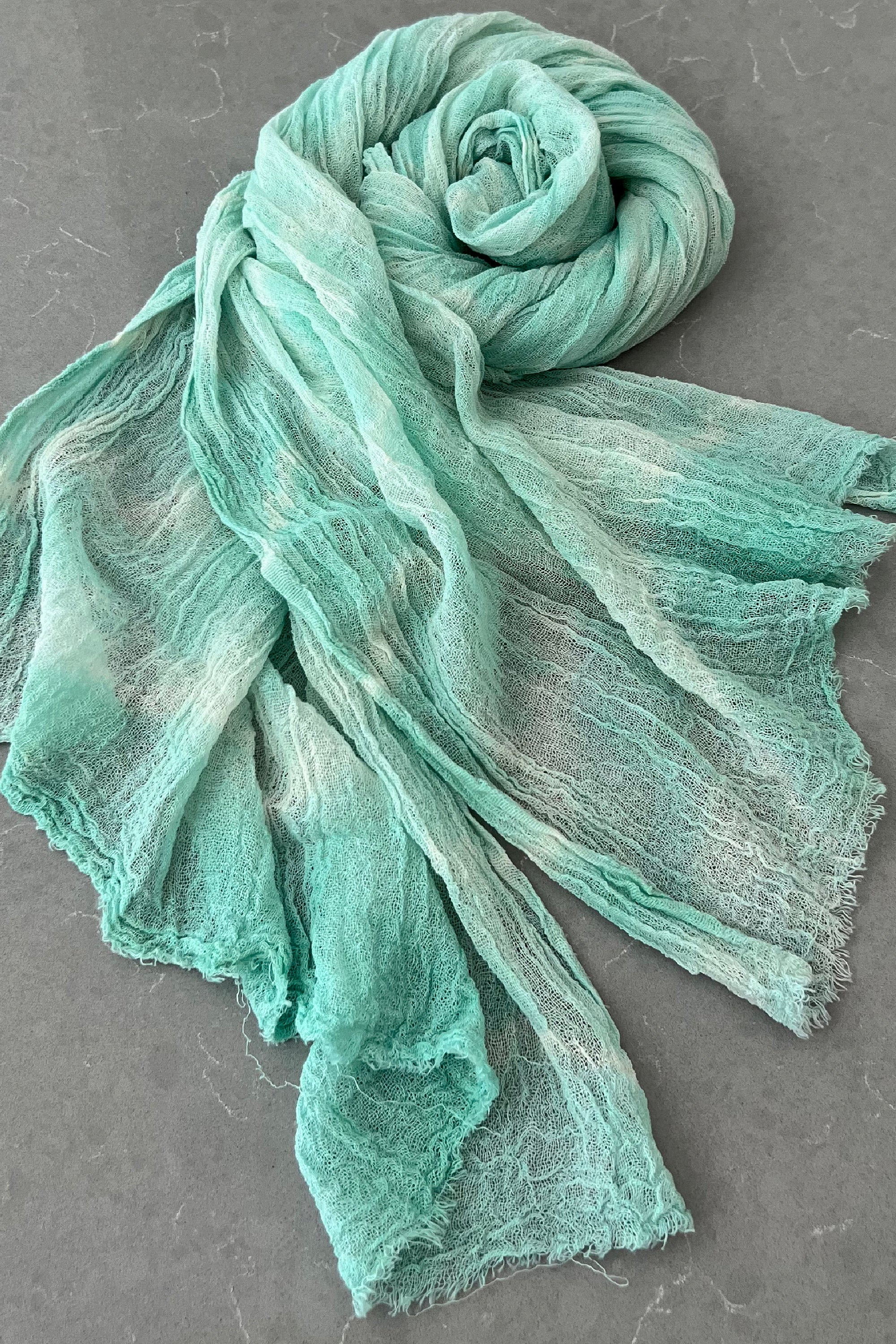 Odana's | PHOENIX Gauze Cotton Tie-Dye Wrap 30" x 80" (75cm x 203cm) Mint | Tie-Dye Wrap | Sustainable Fashion