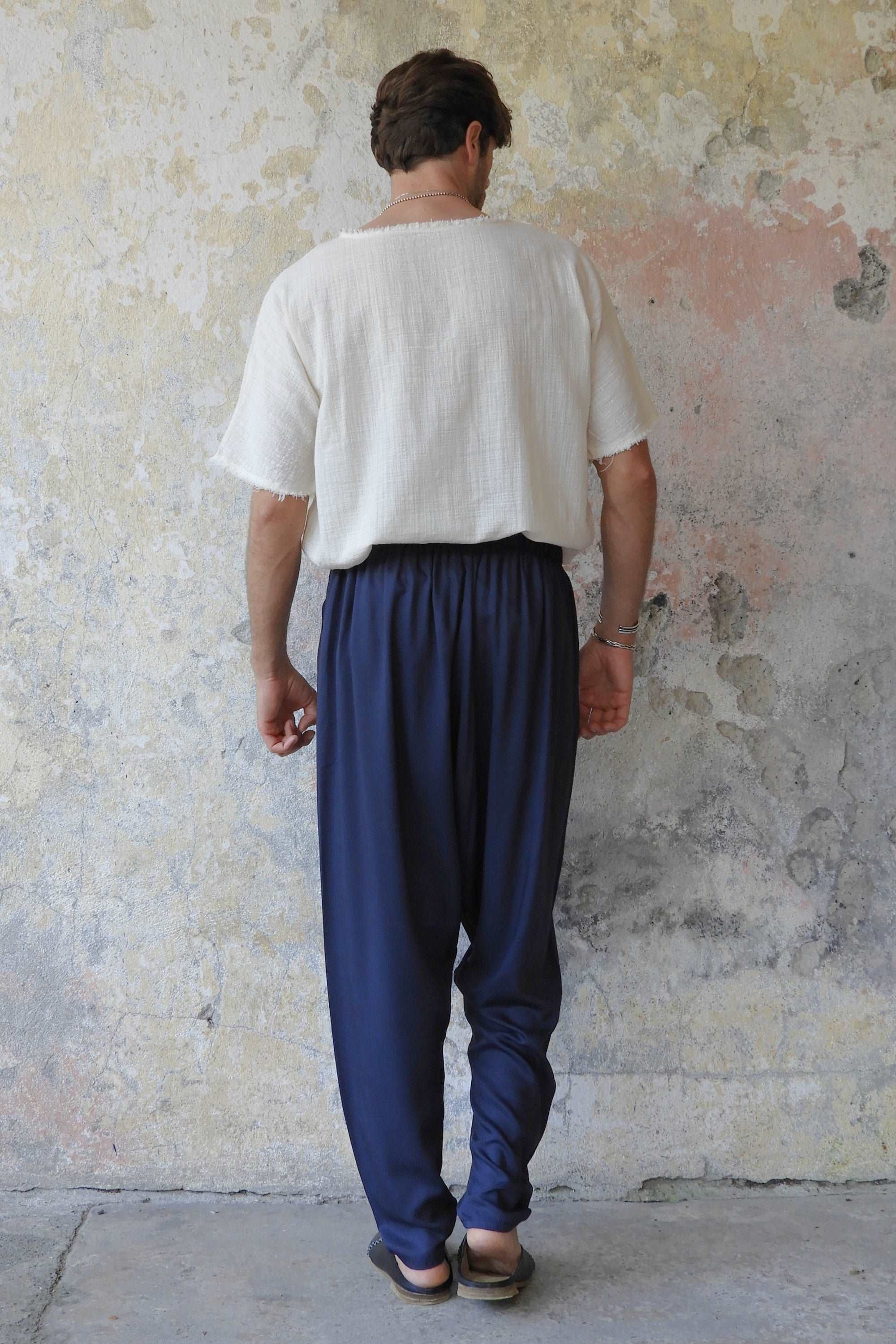 Sustainable  | BASIC Men's Harem Pants (Dark Blue) by Odana's