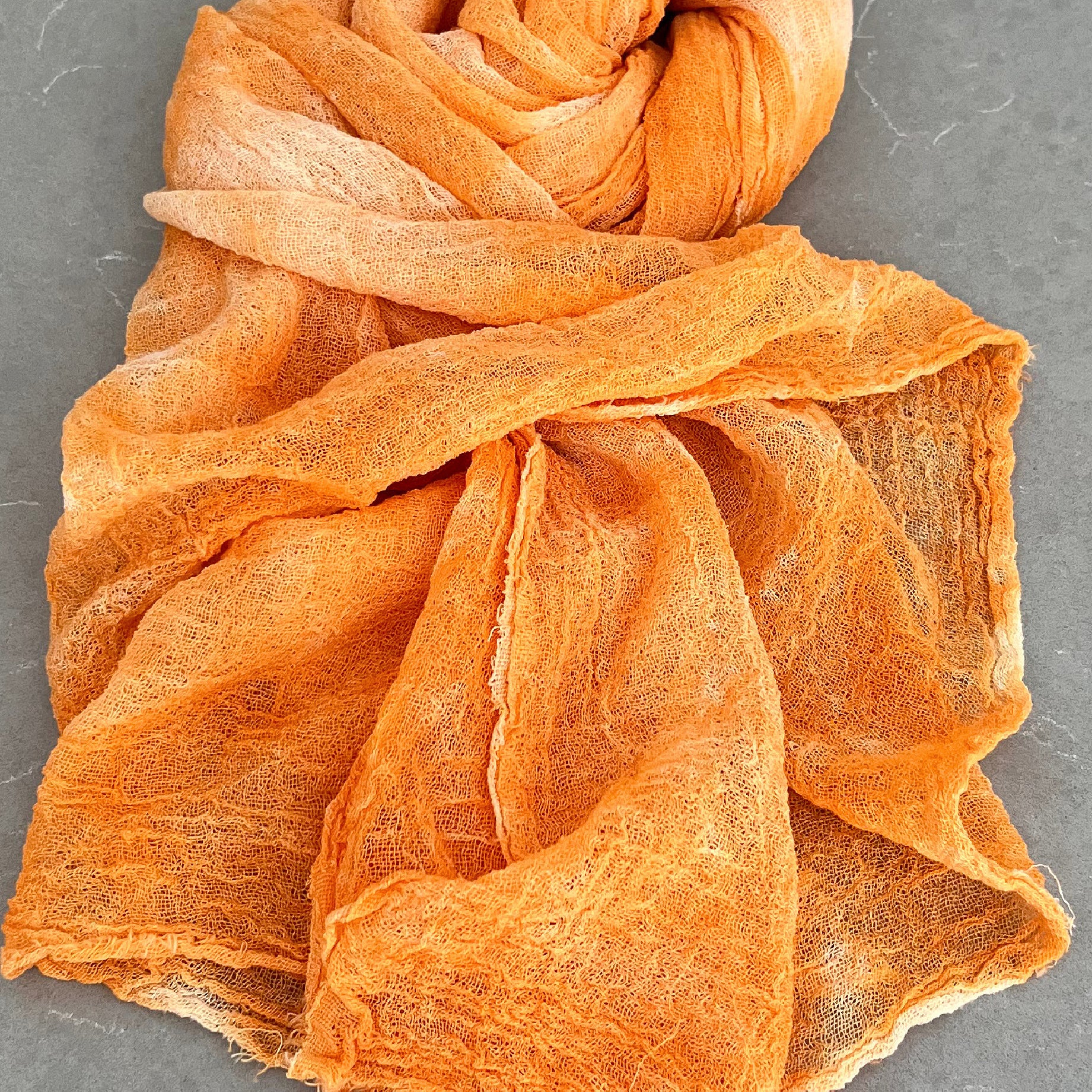 Odana's | Sustainable Gifts | PHOENIX Organic Gauze Cotton Tie-Dye Wrap 30" x 80" (75cm x 203cm) Orange | Tie-Dye Wrap | Sustainable Fashion