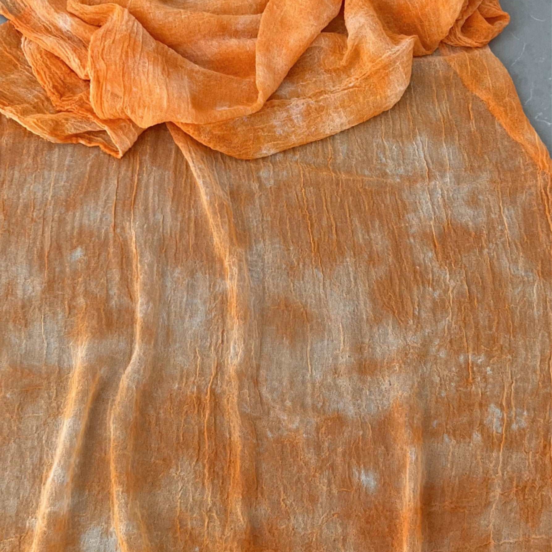 Odana's | Sustainable Gifts | ANDROMEDA Organic Gauze Cotton Tie-Dye Wrap 30" x 80" (75cm x 203cm) Orange | Tie-Dye Wrap | Sustainable Fashion
