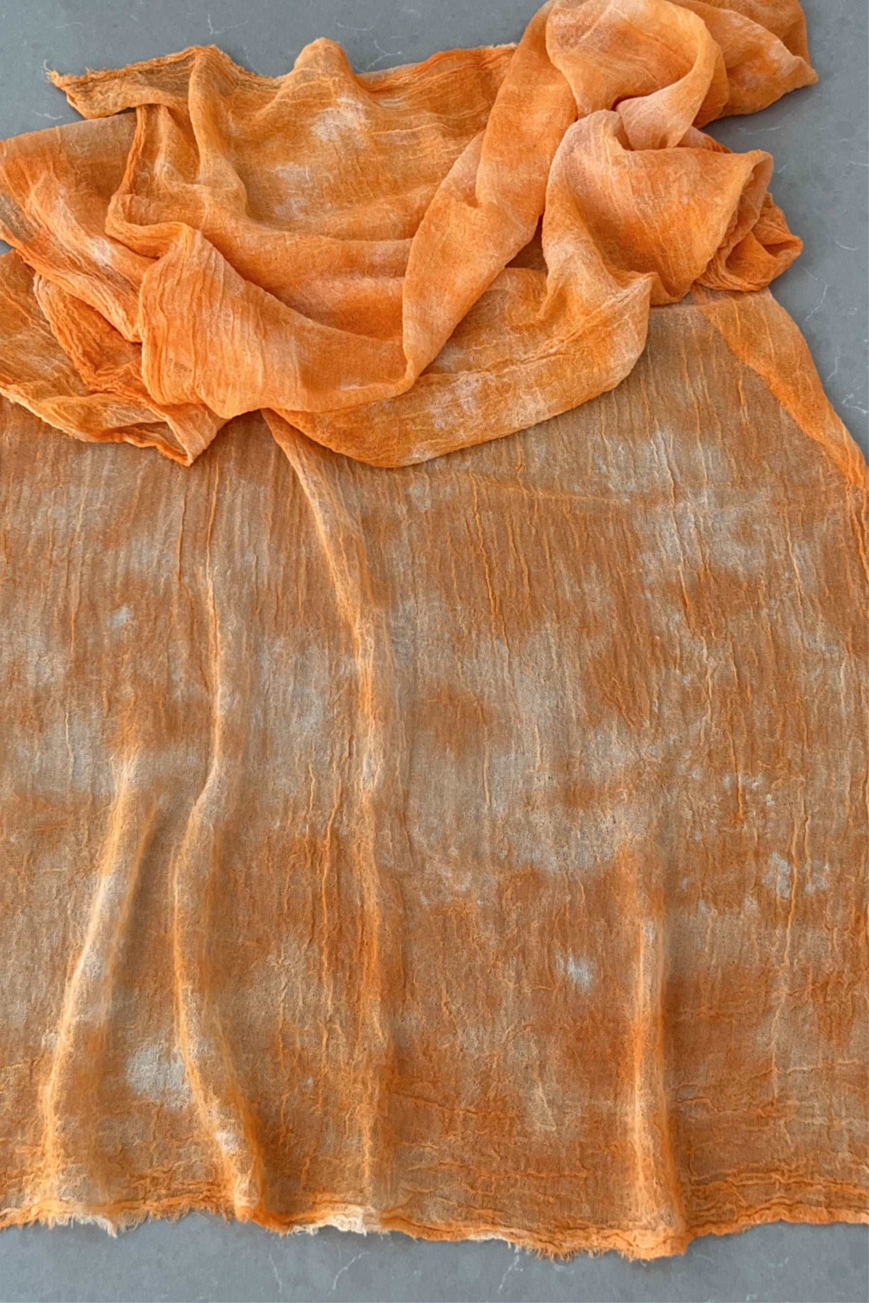 Odana's | Sustainable Gifts | ANDROMEDA Organic Gauze Cotton Tie-Dye Wrap 30" x 80" (75cm x 203cm) Orange | Tie-Dye Wrap | Sustainable Fashion