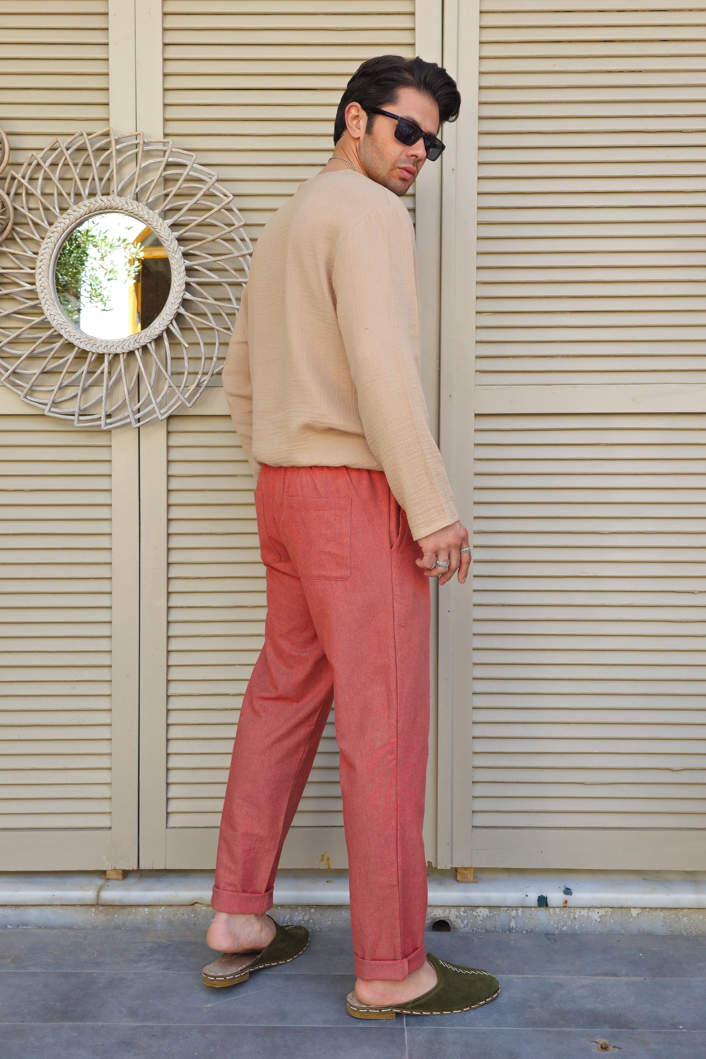 Odana's | Sustainable Gifts | ACHILLES Bamboo & Organic Cotton Shirt (Light Brown, Black) | Shirts | Sustainable Fashion