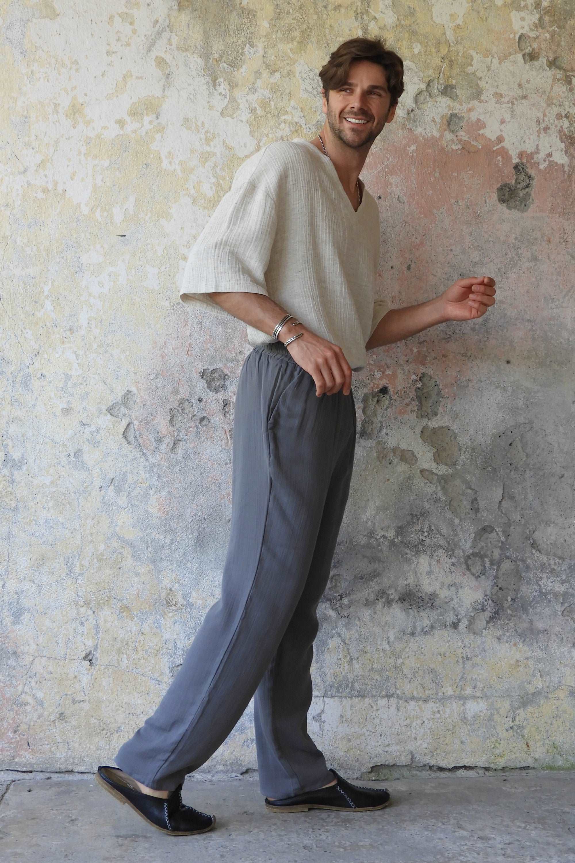 Odana's | DUNE Gender Neutral Gauze Cotton Pants (Dark Gray) | Harem Pants | Sustainable Fashion