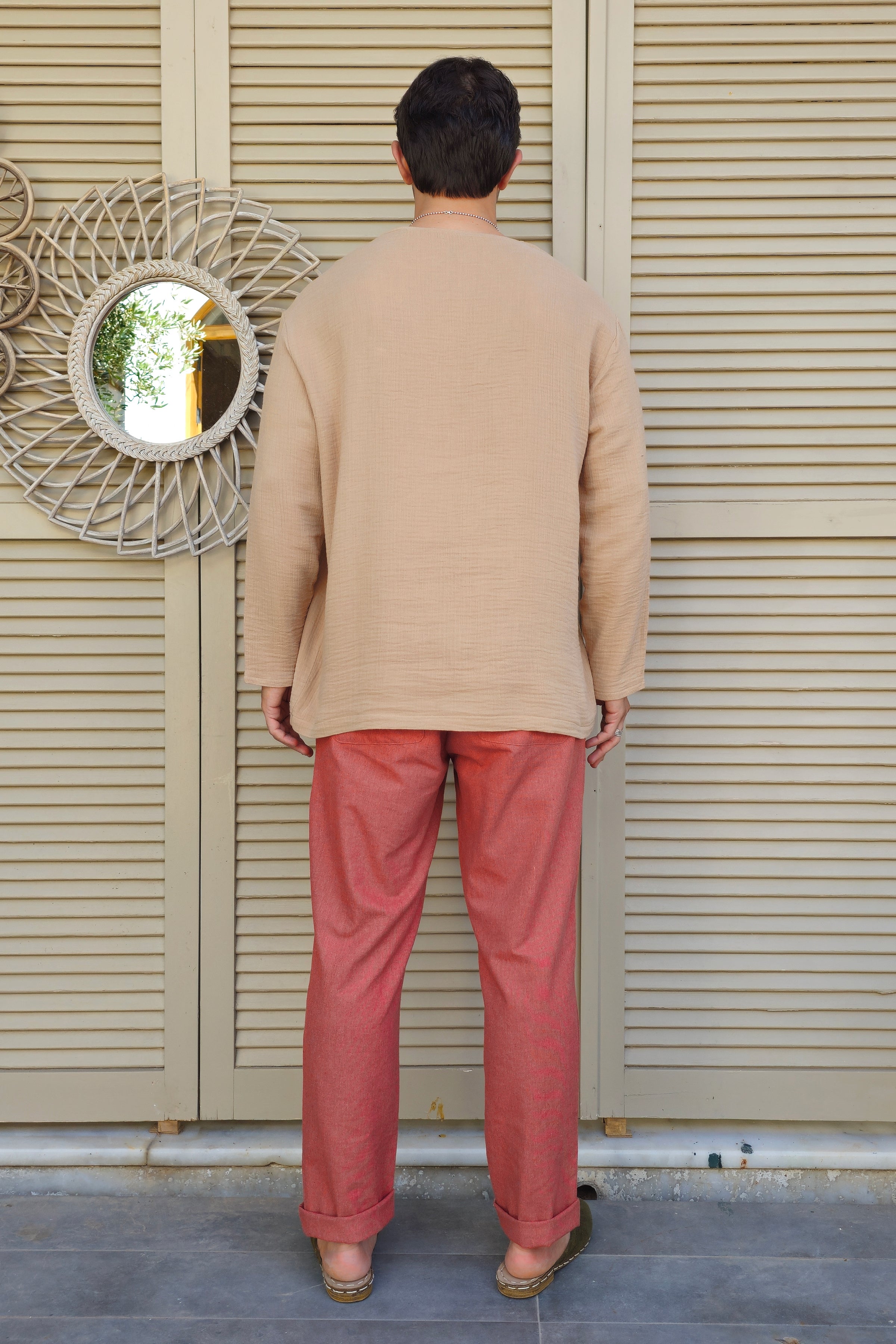 Odana's | Sustainable Gifts | ACHILLES Bamboo & Organic Cotton Shirt (Light Brown, Black) | Shirts | Sustainable Fashion