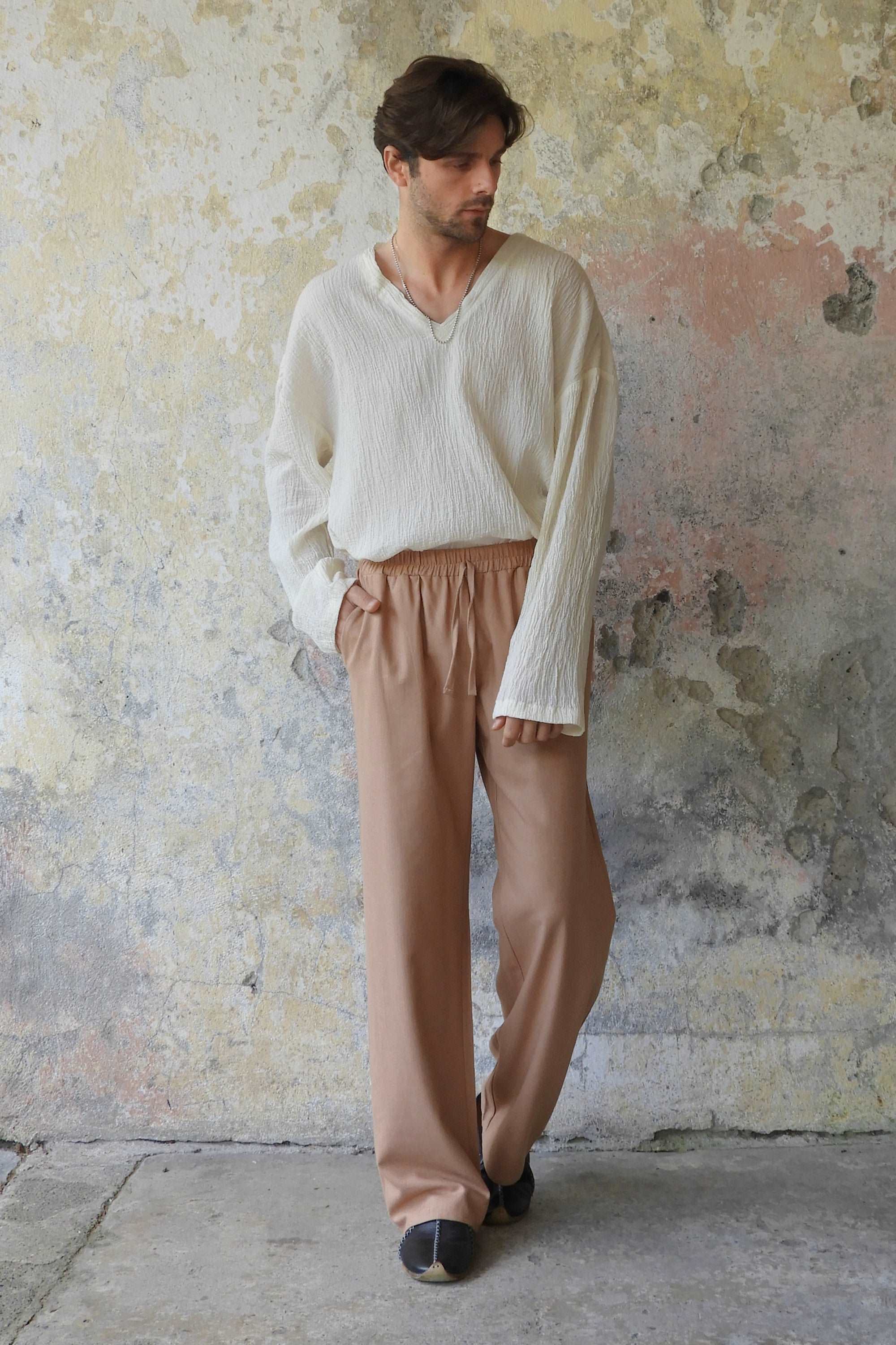 Odana's | Sustainable Gifts | BEACH Men's Linen Blend Pants (Tan, Brown) | Linen Pants | Sustainable Fashion