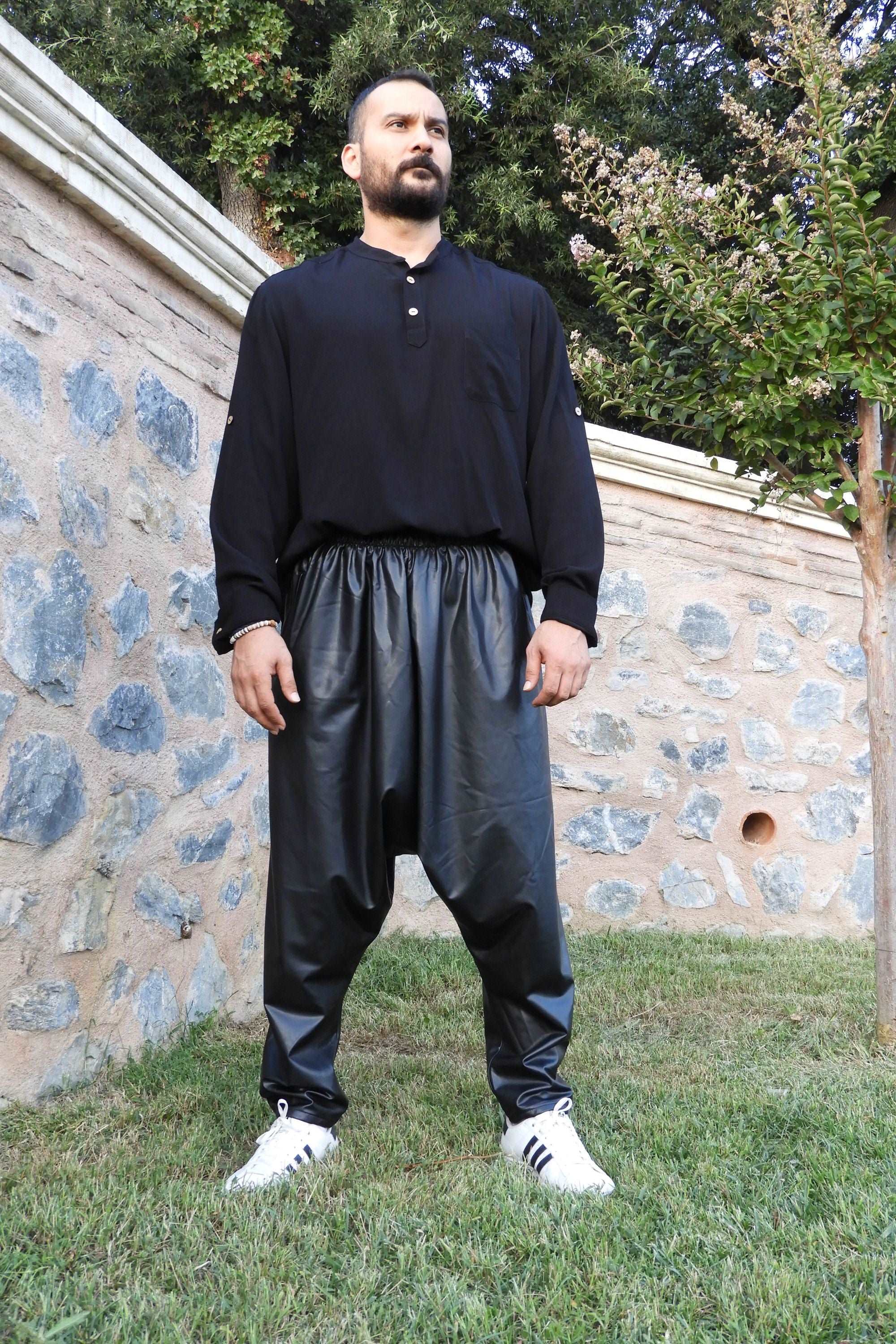 Sustainable  | BASE Men's Faux Leather Harem Pants by Odana's