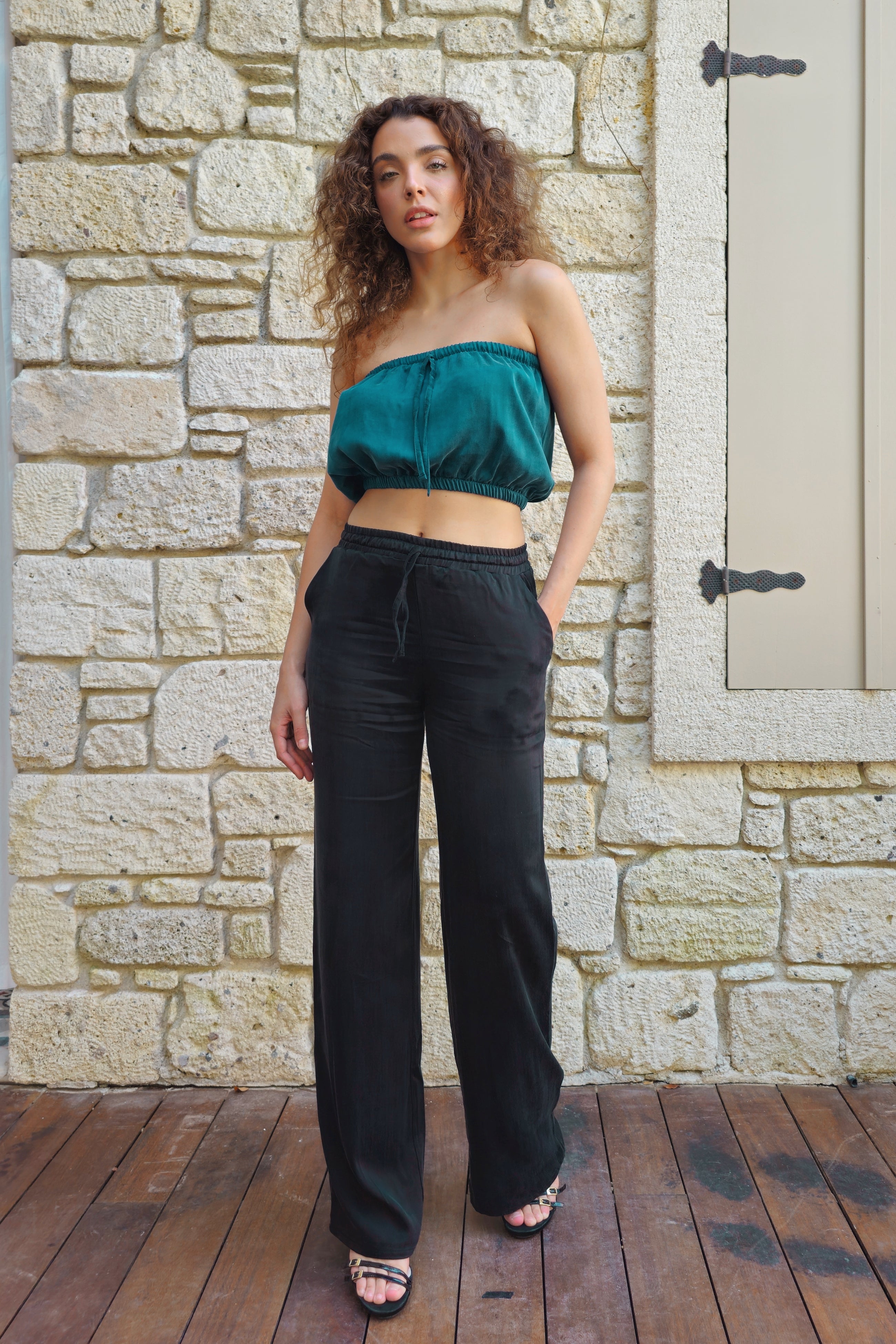 Odana's | Sustainable Gifts | SELENE Vegan Silk Pants in Black for Women | Hemp Pants | Sustainable Fashion
