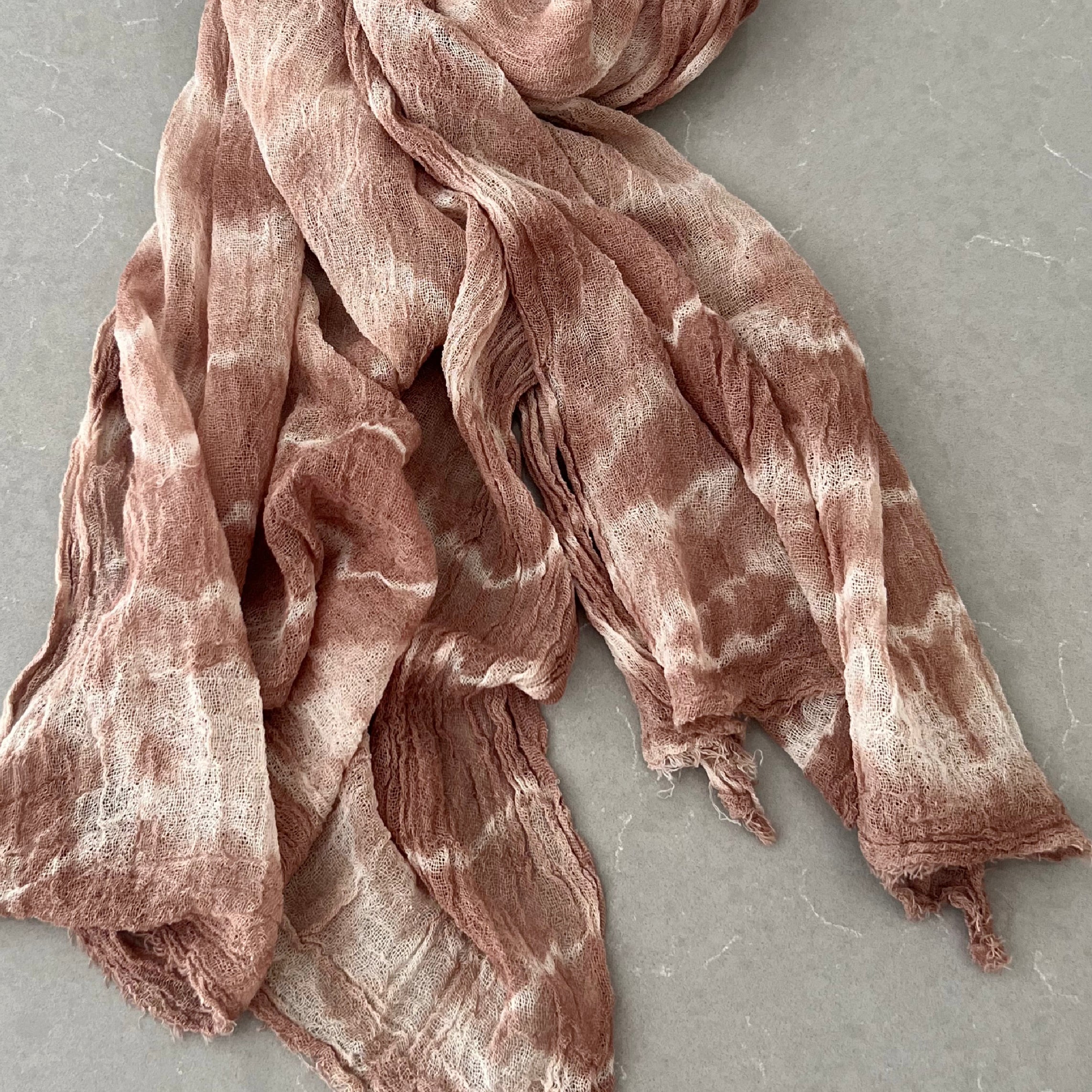 Odana's | Sustainable Gifts | PHOENIX Organic Gauze Cotton Tie-Dye Wrap 30" x 80" (75cm x 203cm) Brown | Tie-Dye Wrap | Sustainable Fashion