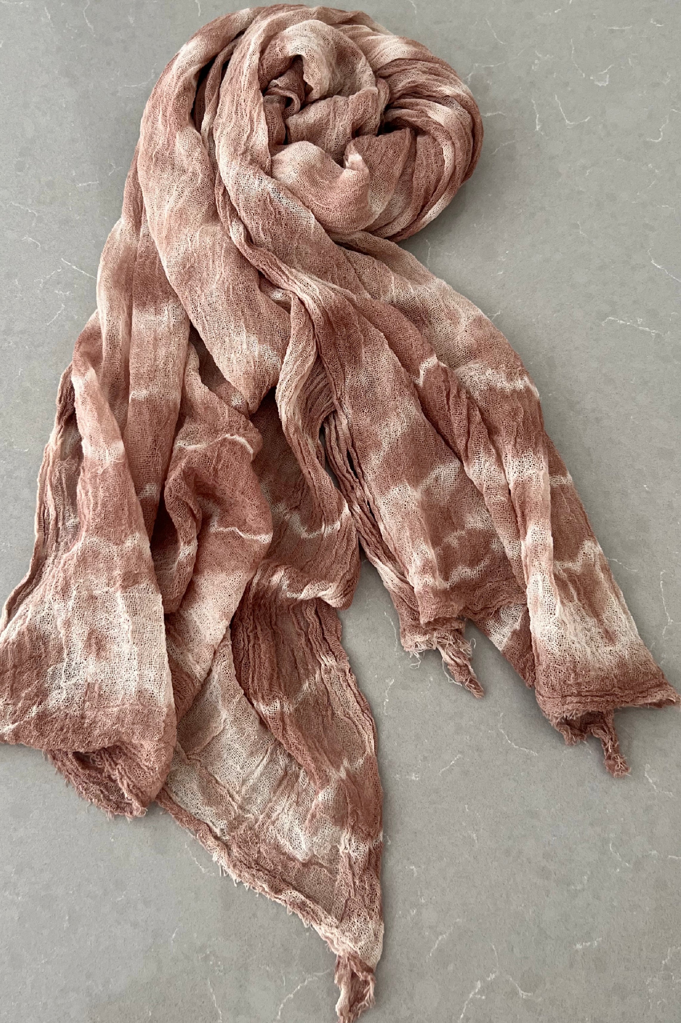 Odana's | Sustainable Gifts | PHOENIX Organic Gauze Cotton Tie-Dye Wrap 30" x 80" (75cm x 203cm) Brown | Tie-Dye Wrap | Sustainable Fashion