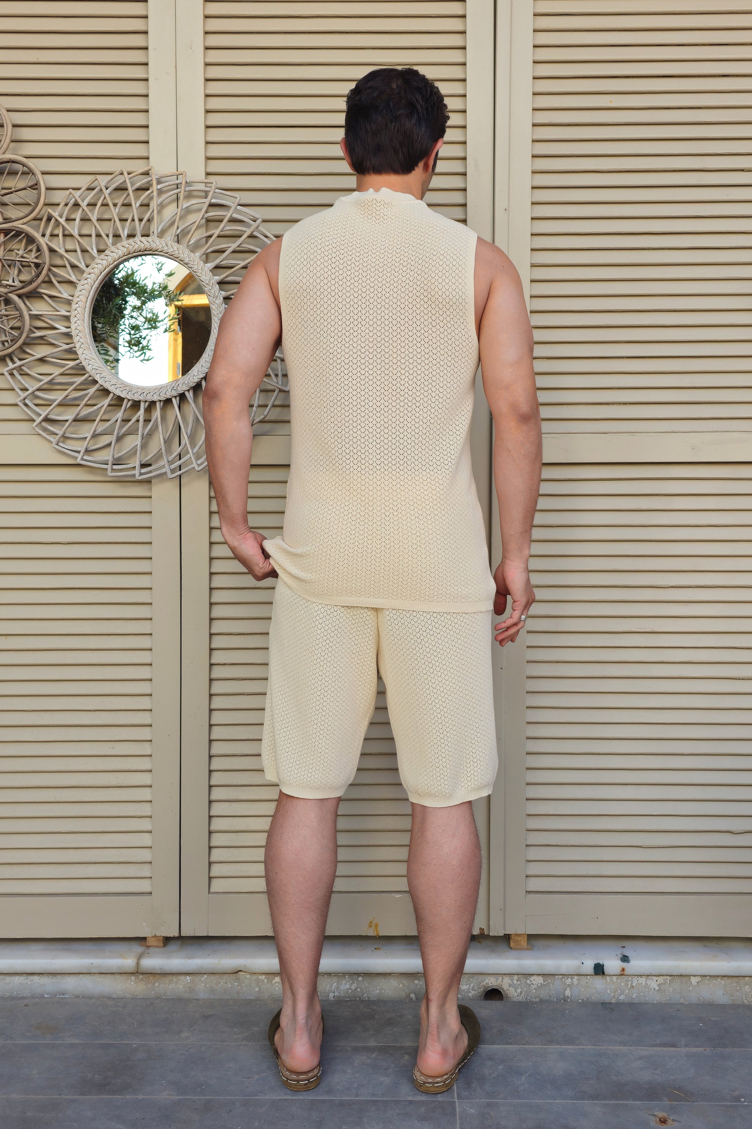 Odana's | Sustainable Gifts | HELIOS Open Knit Shirt & Shorts Set | Shirts | Sustainable Fashion