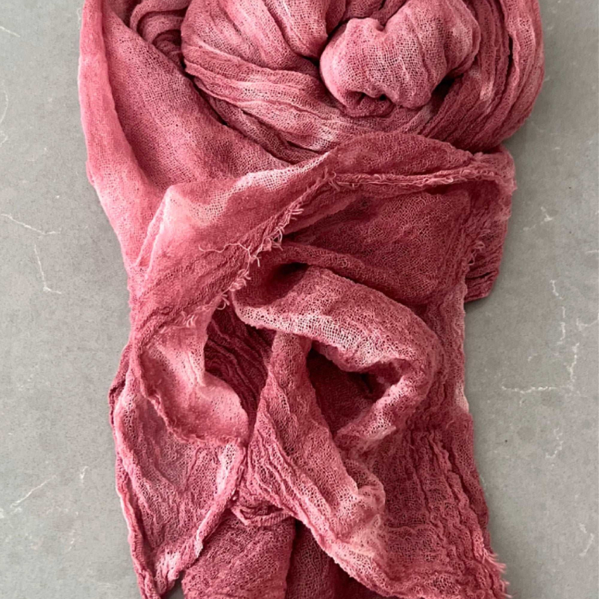 Odana's | Sustainable Gifts | ANDROMEDA Organic Gauze Cotton Tie-Dye Wrap 30" x 80" (75cm x 203cm) Dusty Pink | Tie-Dye Wrap | Sustainable Fashion