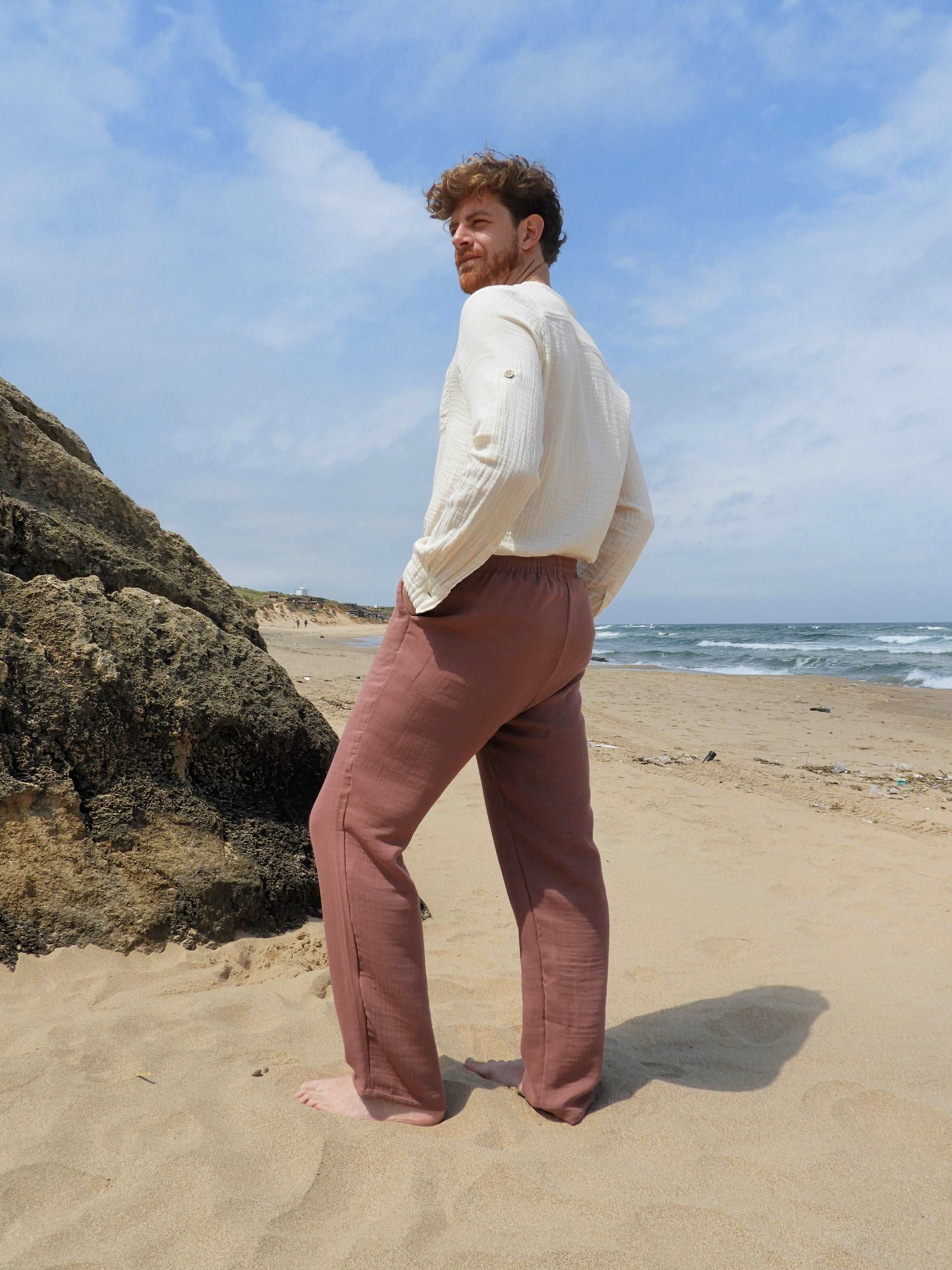 Odana's | Sustainable Gifts | DUNE Organic Gauze Cotton Pants (Dark Blue, Dusty Pink) | Harem Pants | Sustainable Fashion