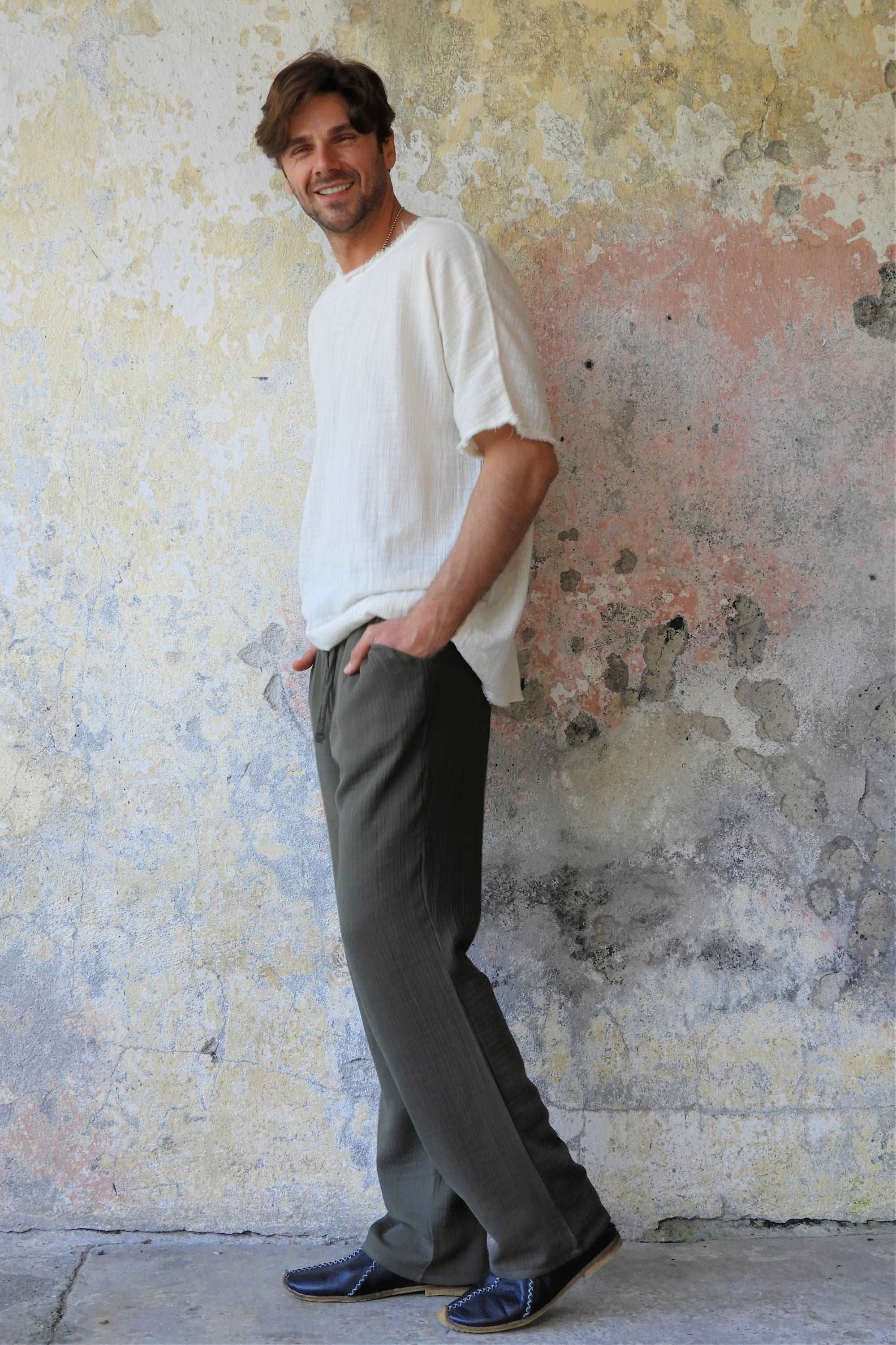 Odana's | Sustainable Gifts | DUNE Organic Gauze Cotton Pants (Army Green, Dusty Mint) | Harem Pants | Sustainable Fashion