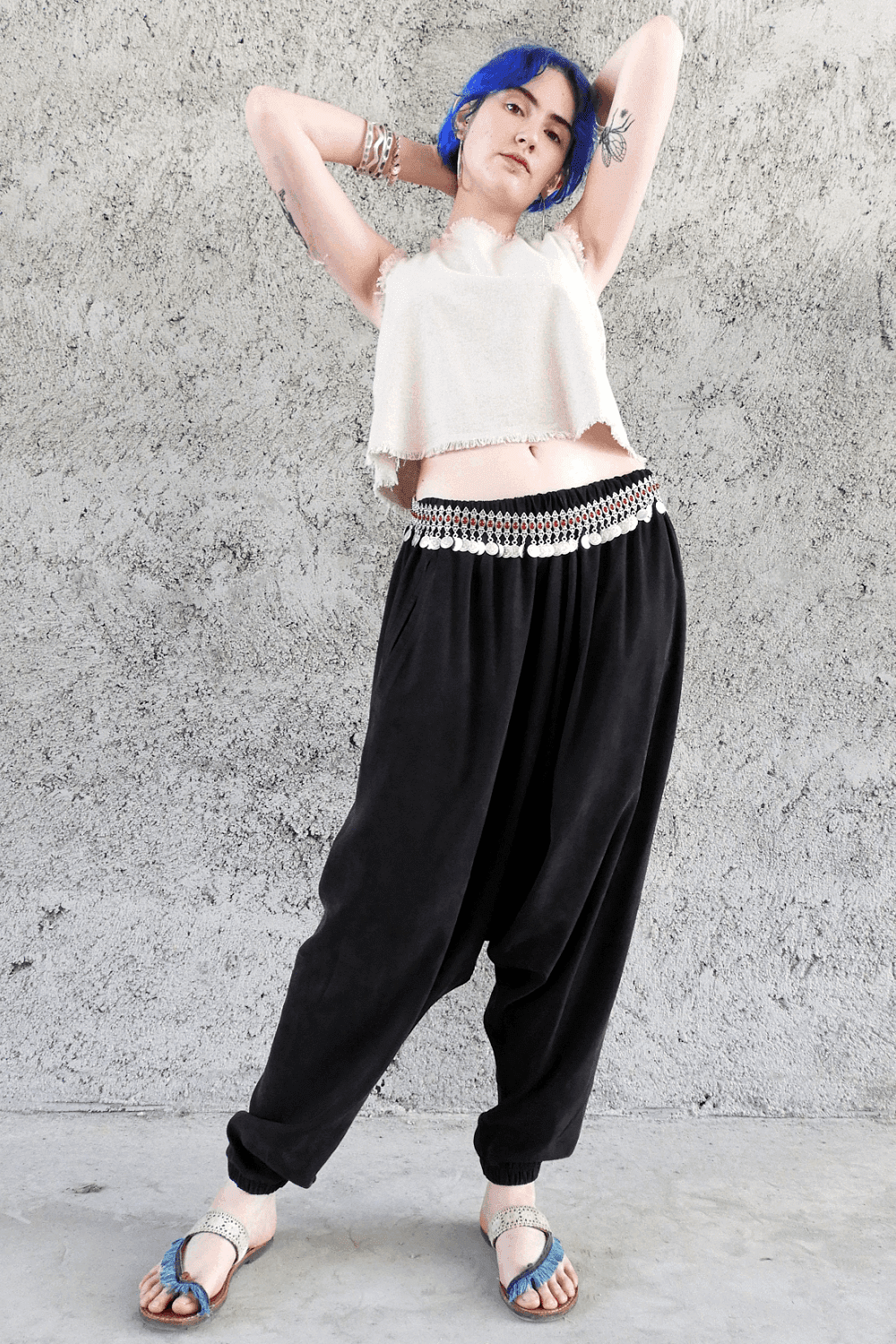 Odana's | Sustainable Gifts | BREATH Women's Organic Cotton Harem Pants (Black, Blue) | Harem Pants | Sustainable Fashion
