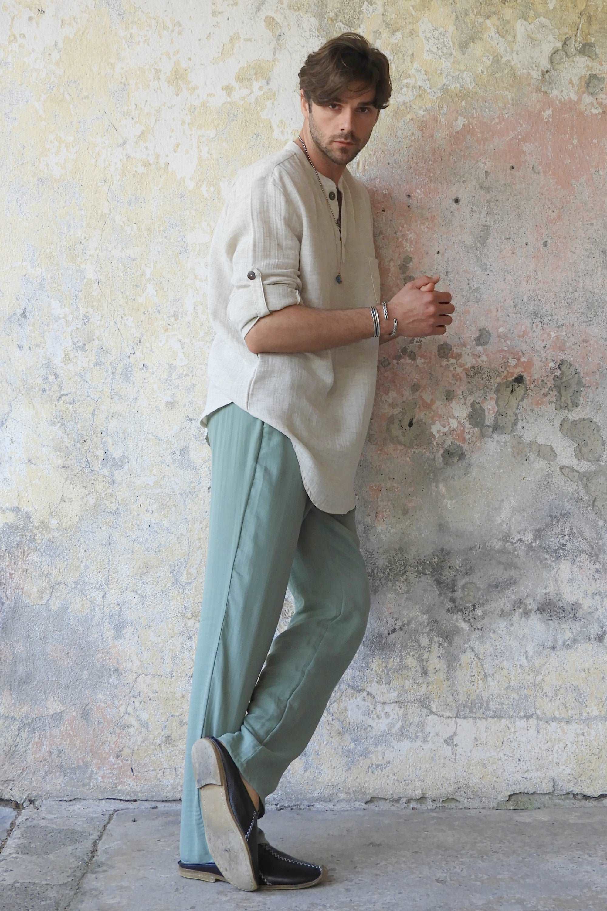 Odana's | DUNE Men's Gauze Cotton Pants (Black, Sage Green) | Harem Pants | Sustainable Fashion